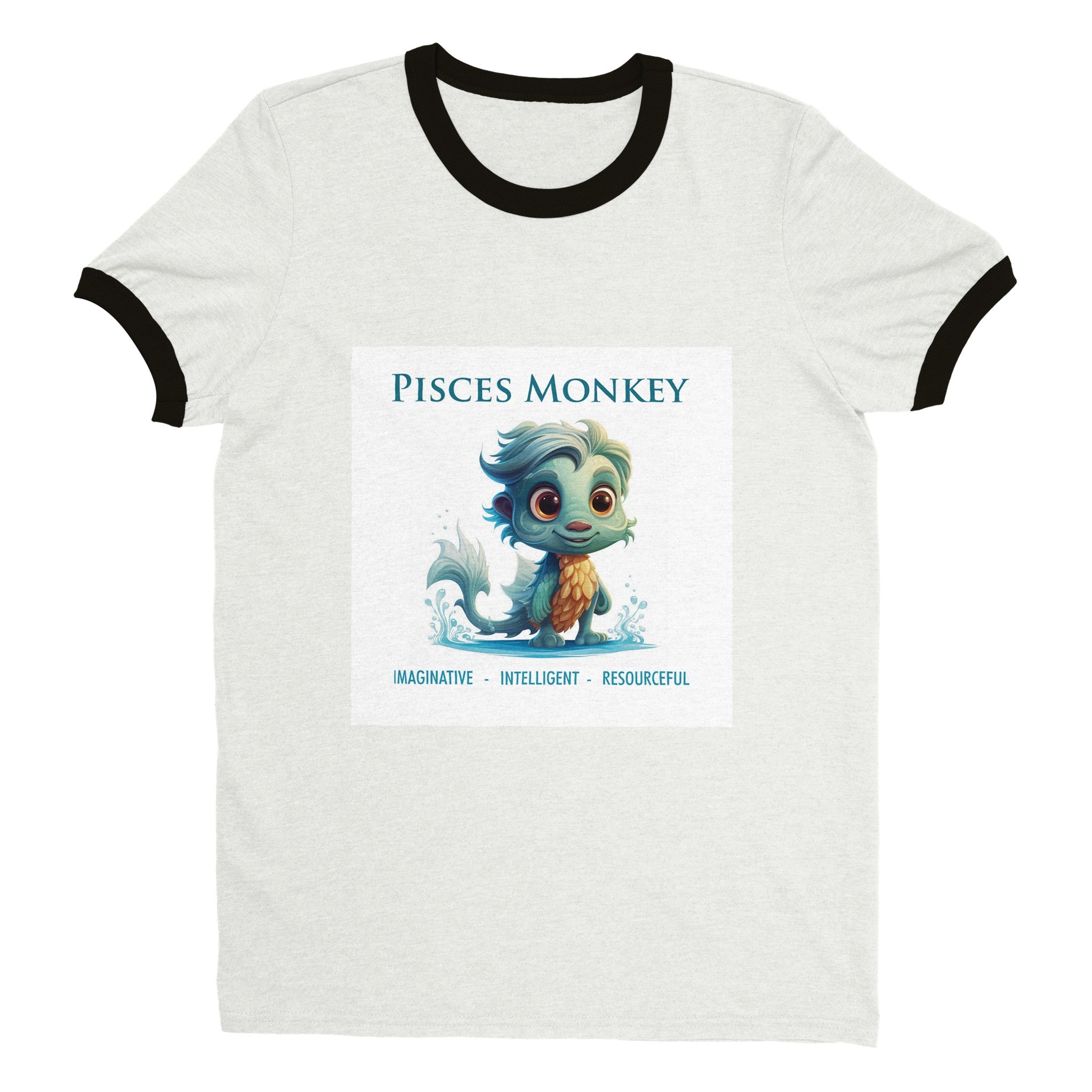 Pisces Monkey (M) Unisex Ringer T-shirt