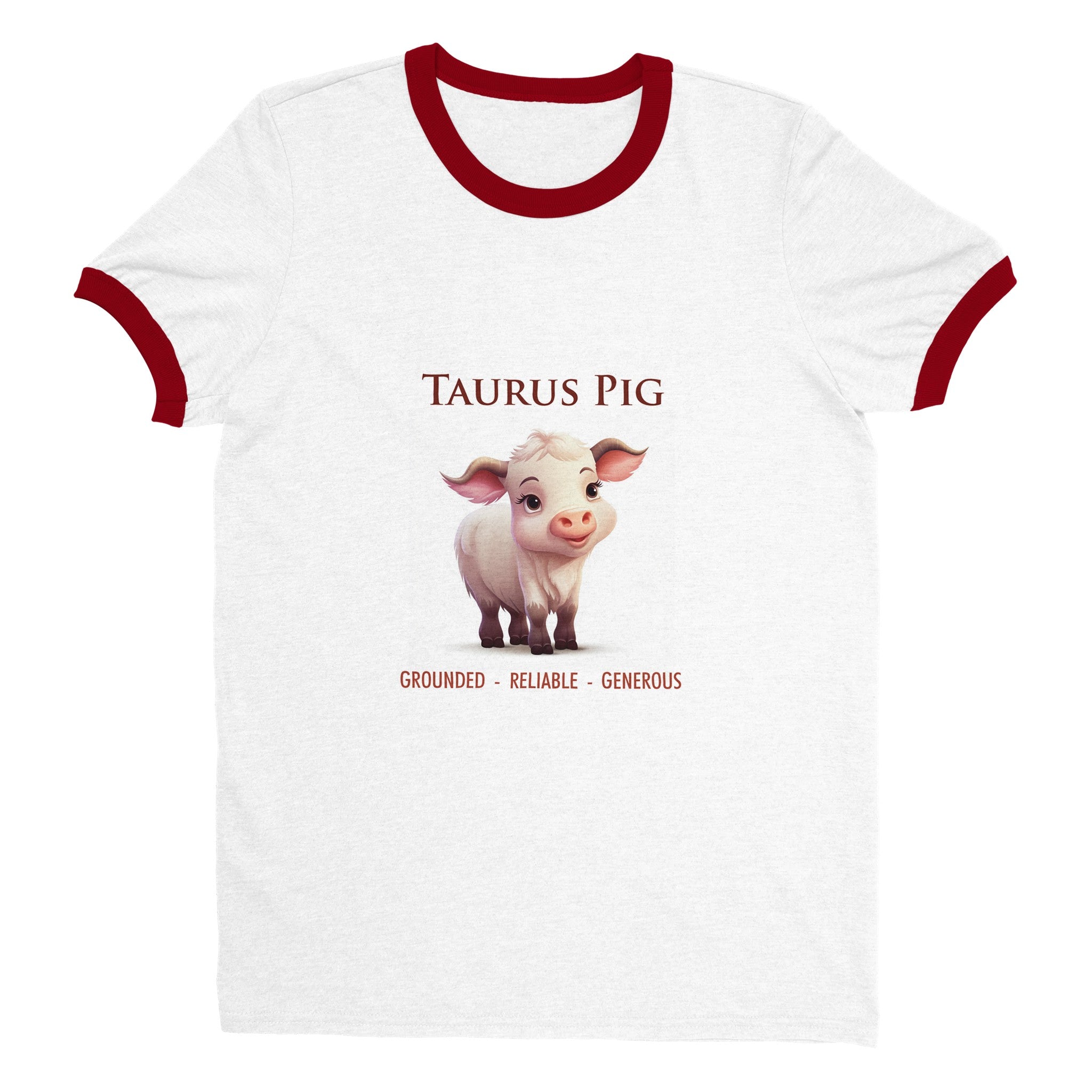 Taurus Pig (F) Unisex Ringer T-shirt
