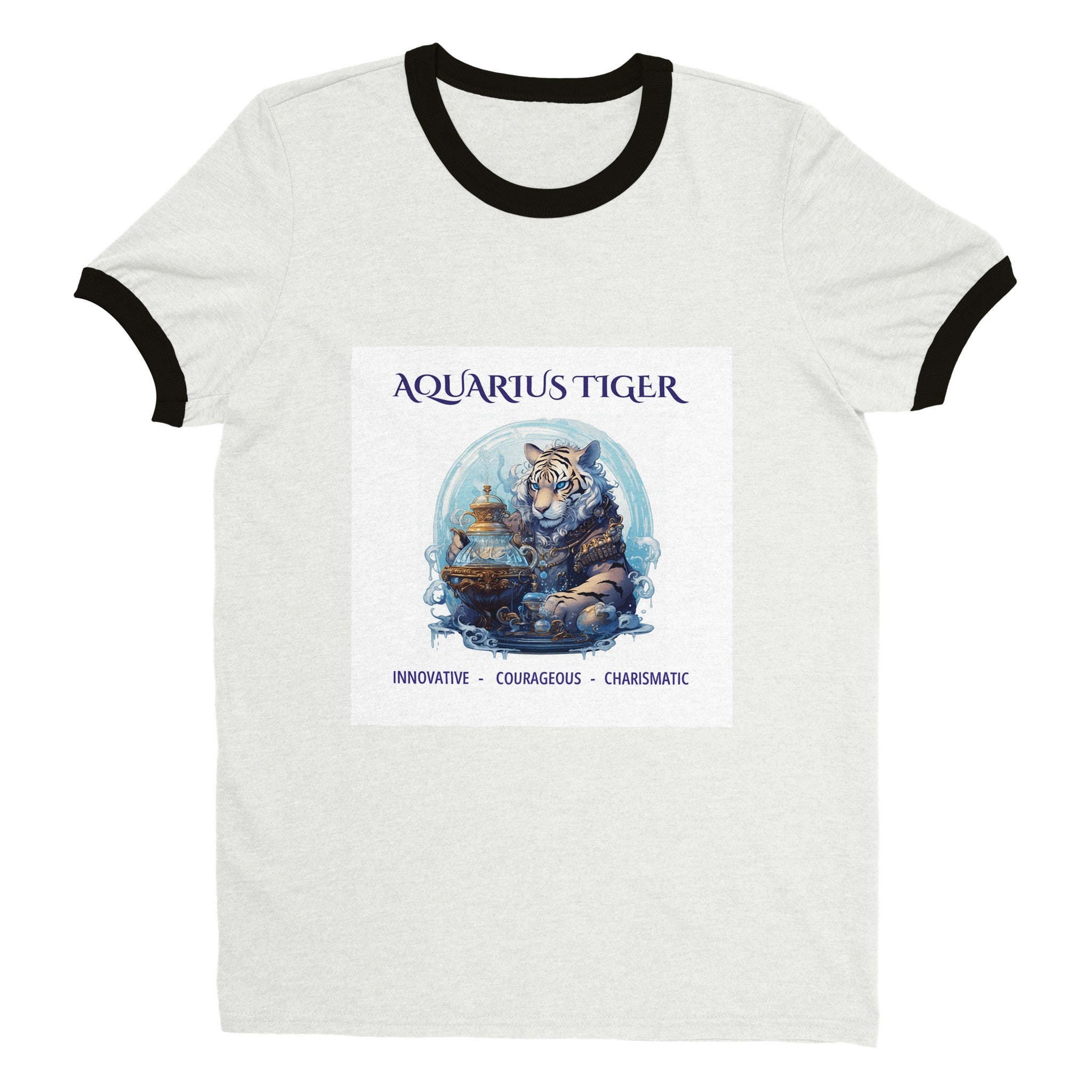 Aquarius Tiger Unisex Ringer T-shirt