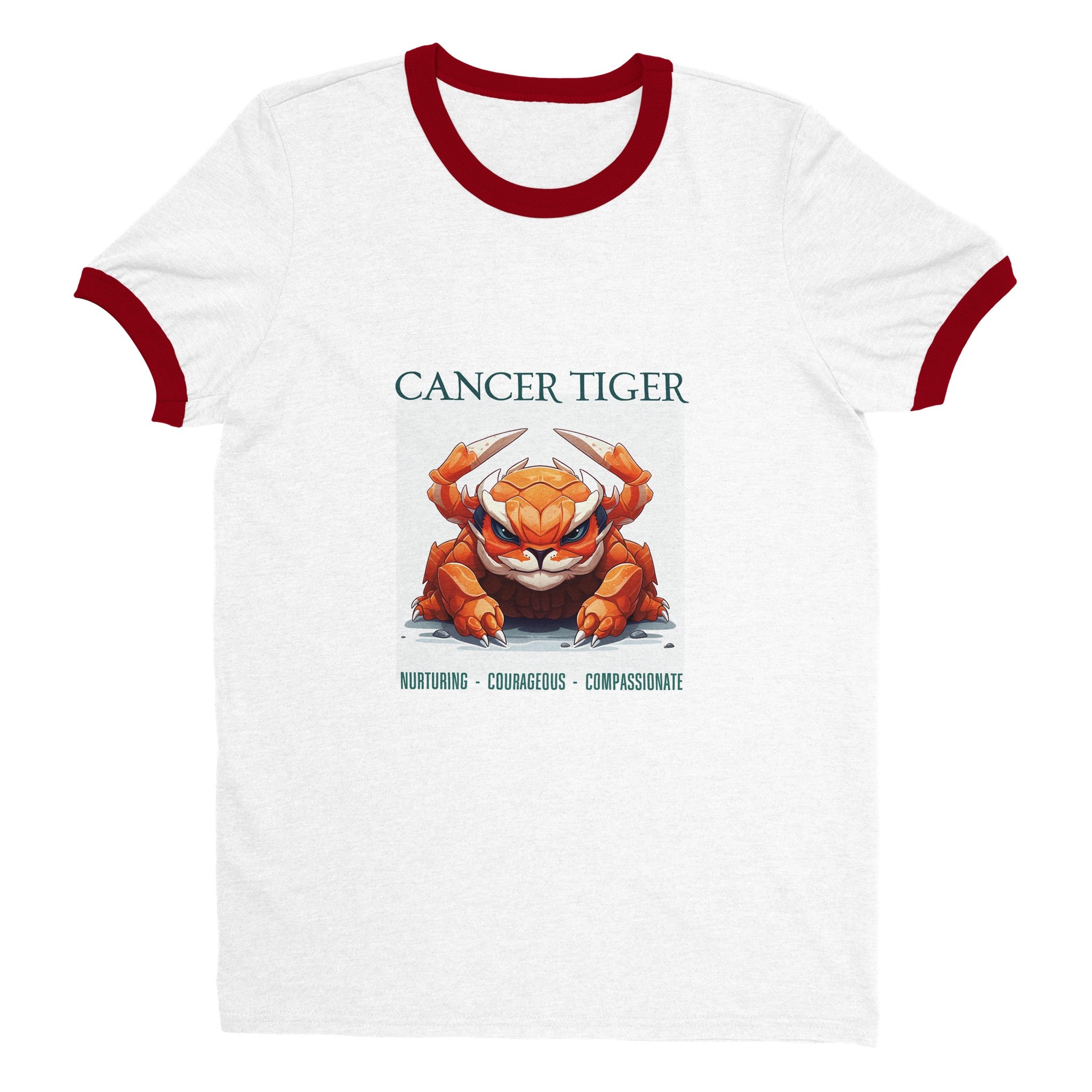 Cancer Tiger i Unisex Ringer T-shirt