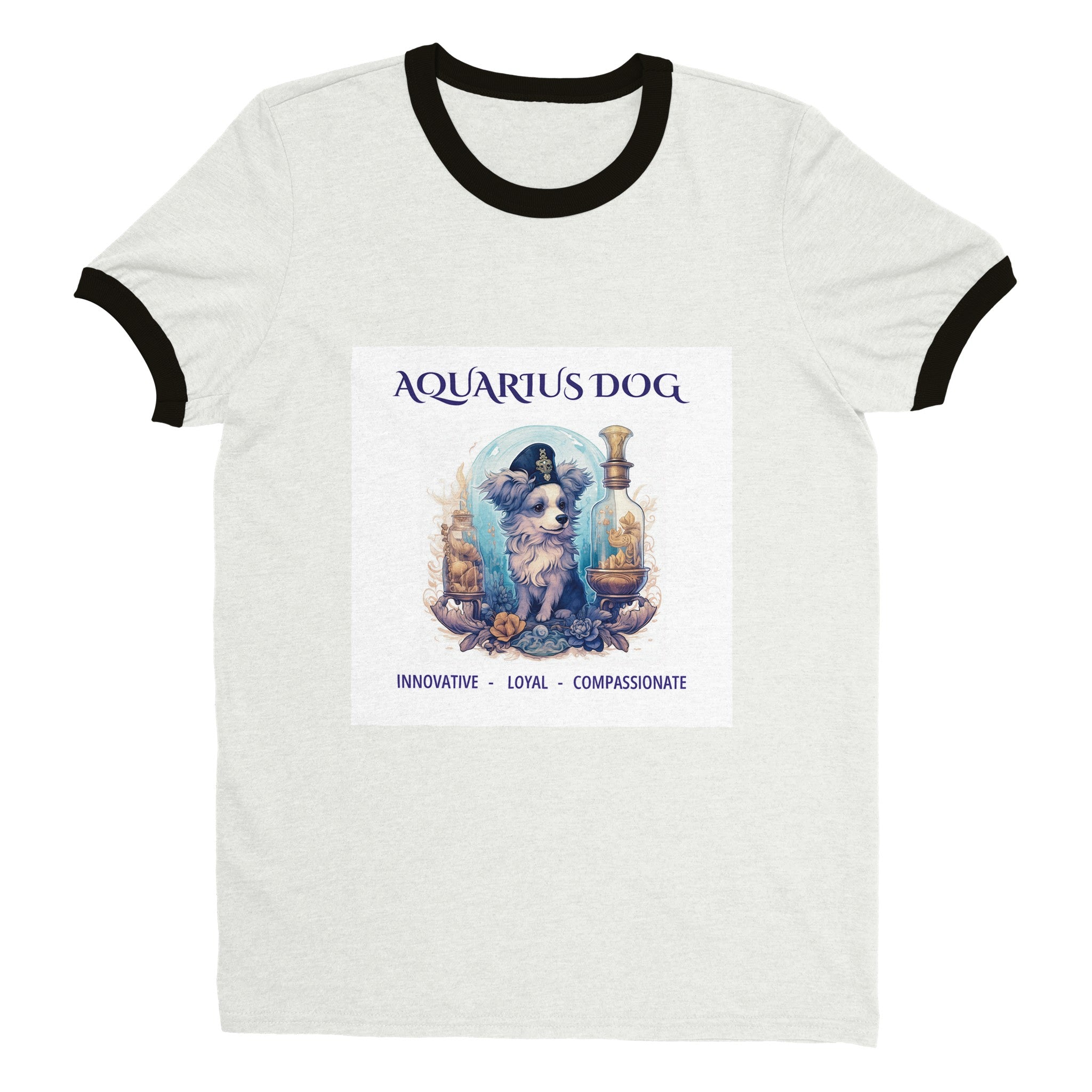 Aquarius Dog Unisex Ringer T-shirt