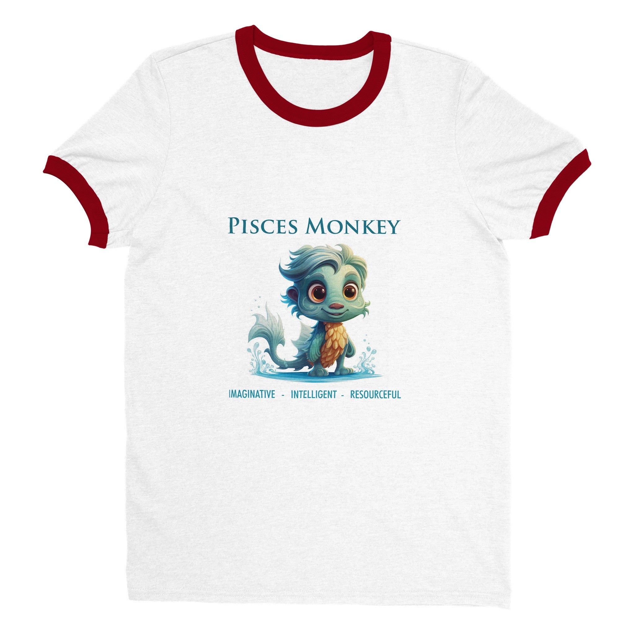 Pisces Monkey (M) Unisex Ringer T-shirt