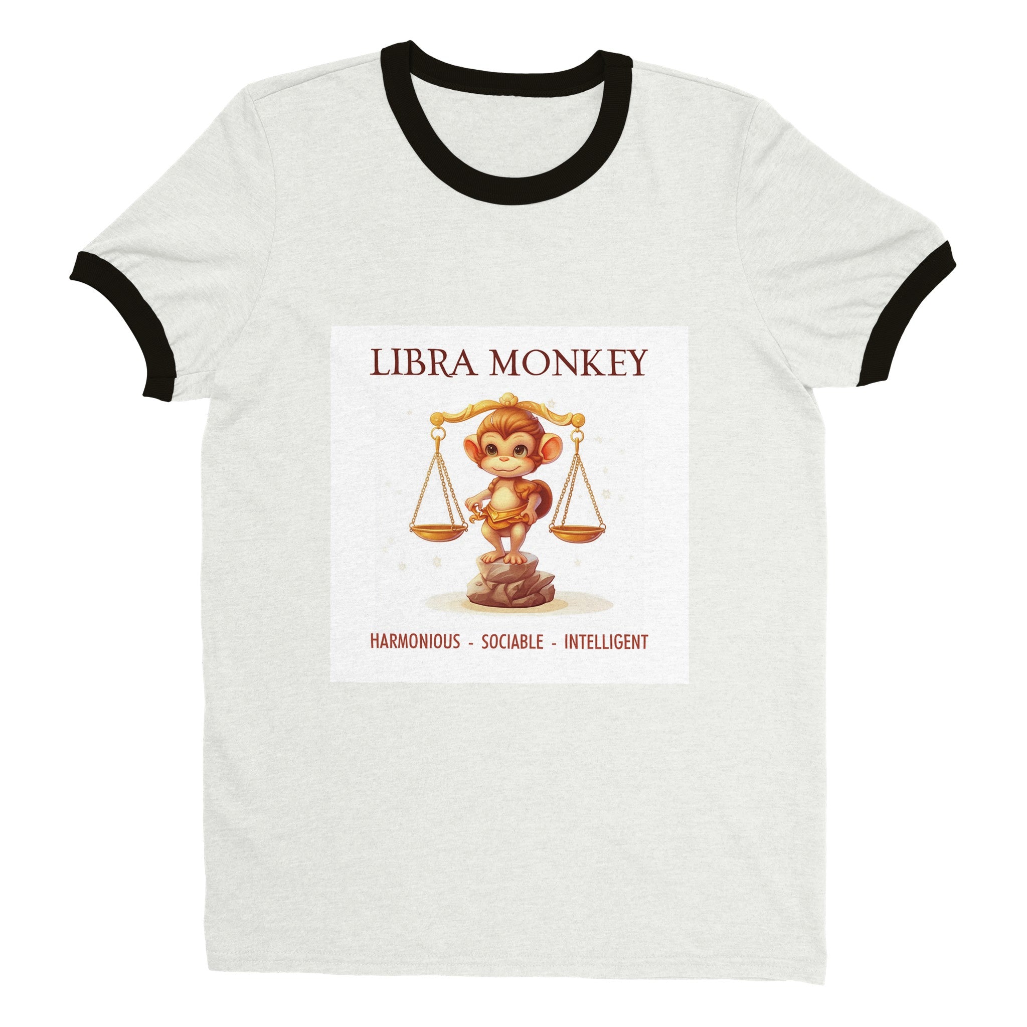 Libra Monkey Unisex Ringer T-shirt