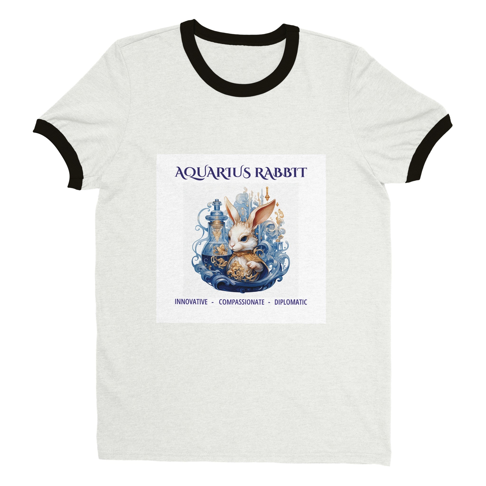 Aquarius Rabbit Unisex Ringer T-shirt