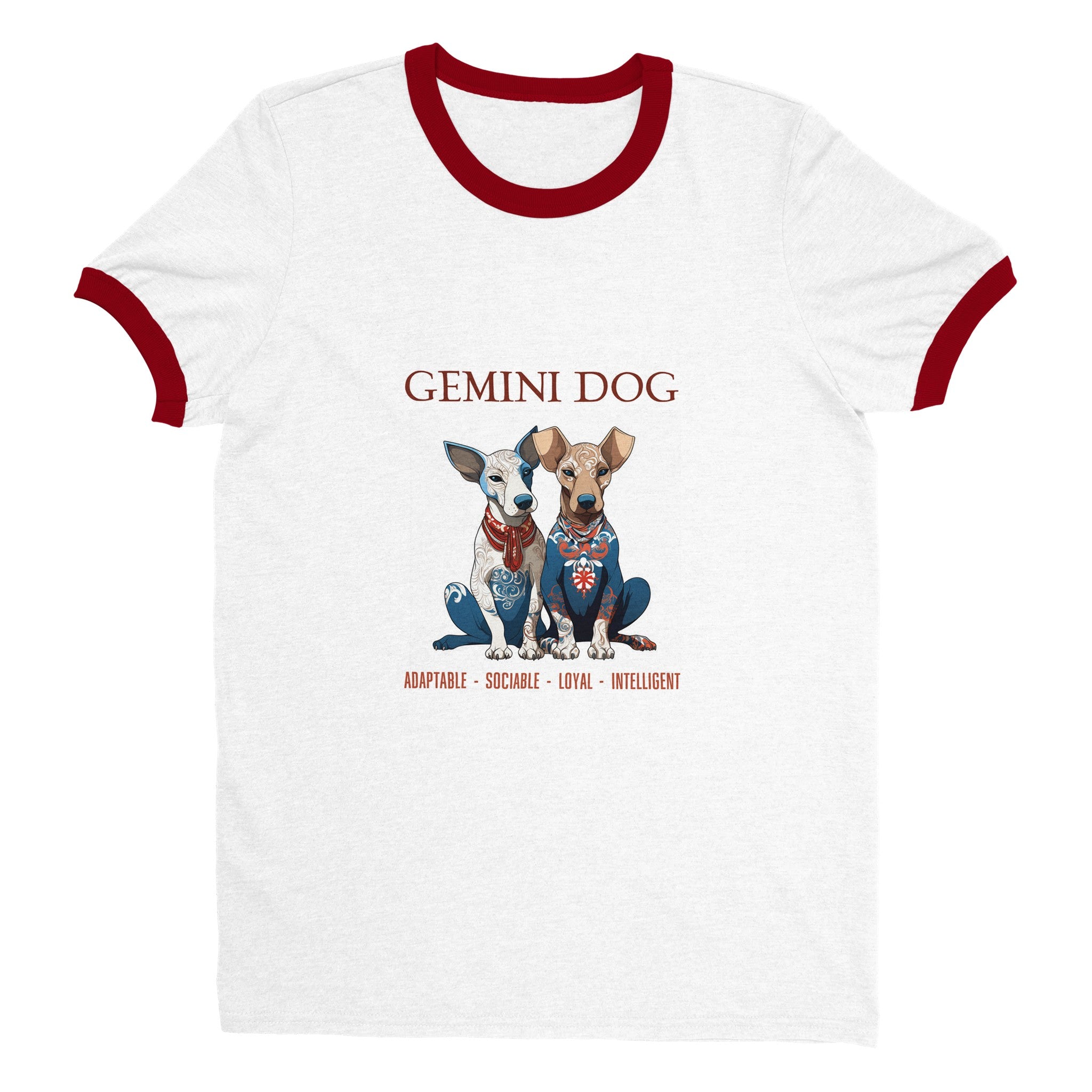 Gemini Dog (2) Unisex Ringer T-shirt
