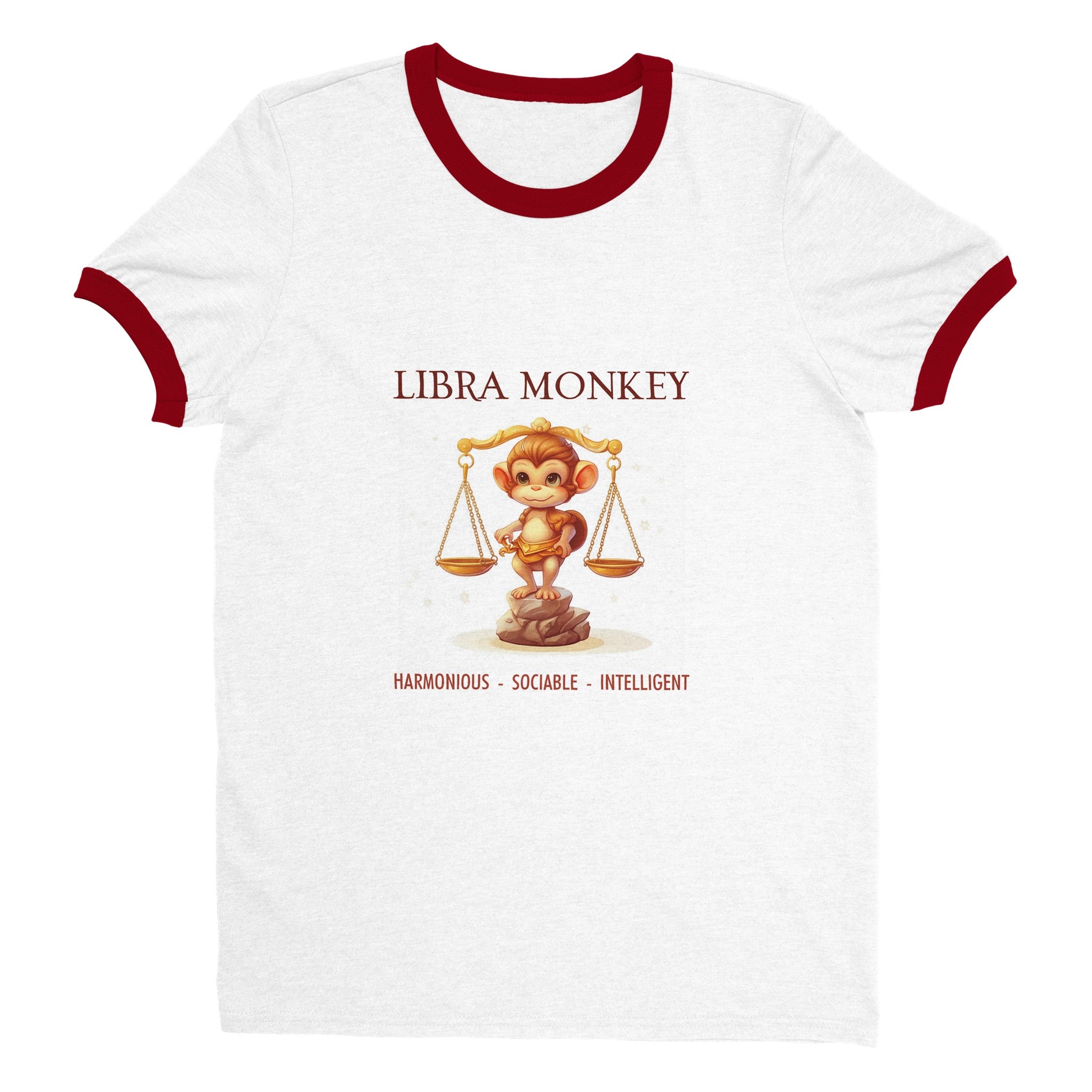 Libra Monkey Unisex Ringer T-shirt