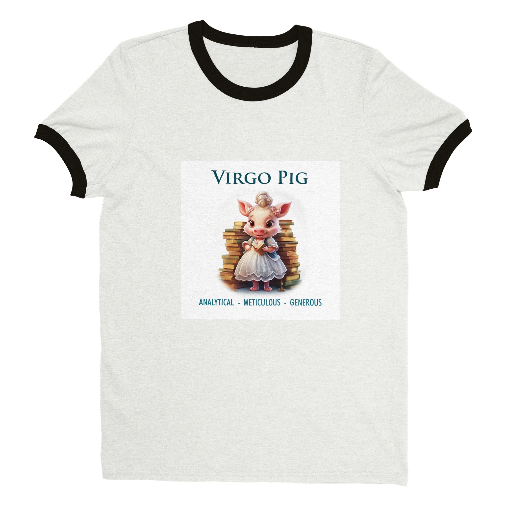 Virgo Pig (F) Unisex Ringer T-shirt
