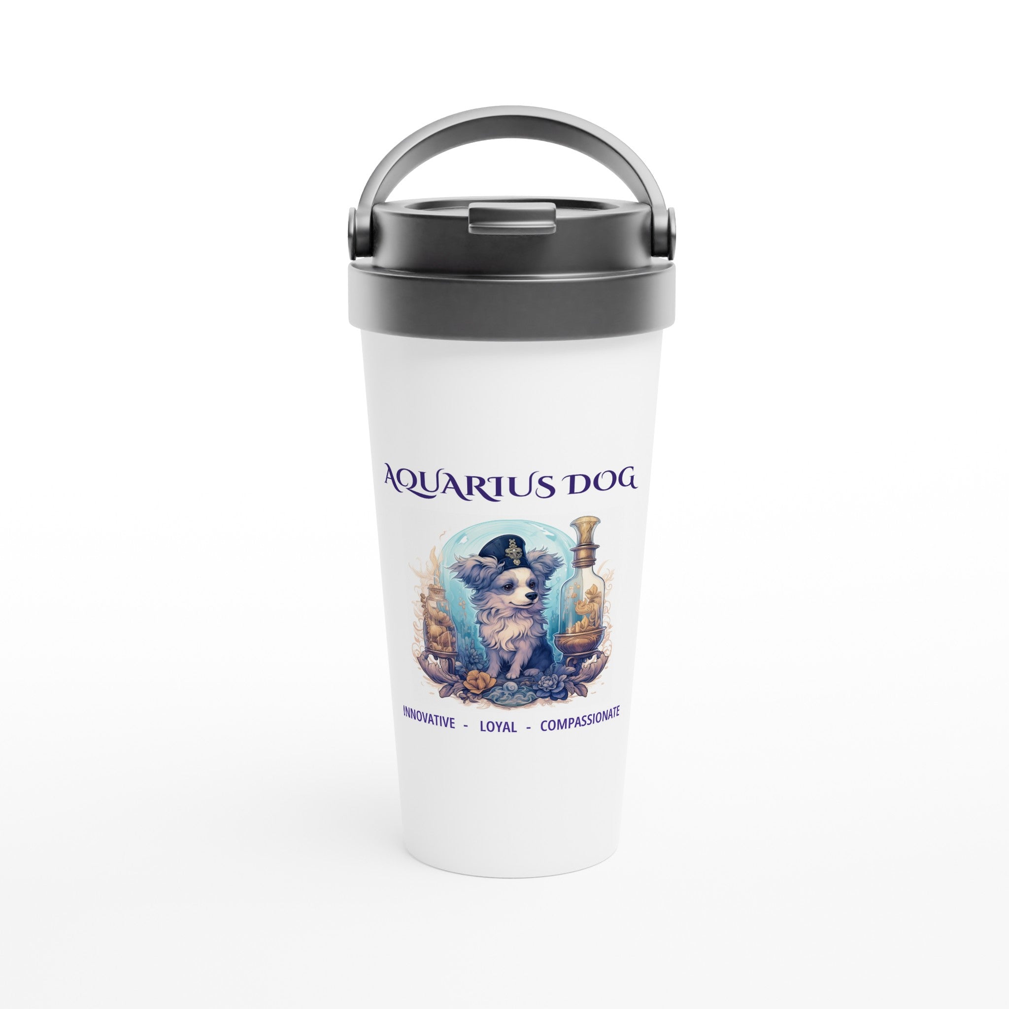 Aquarius Dog Stainless Steel Travel Mug