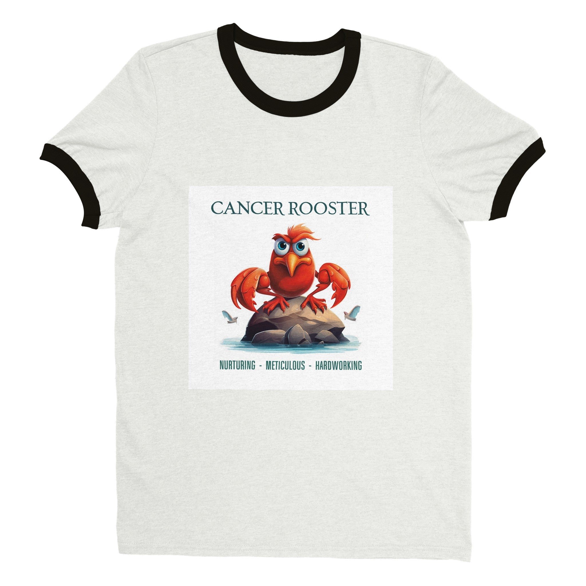 Cancer Rooster (2) Unisex Ringer T-shirt