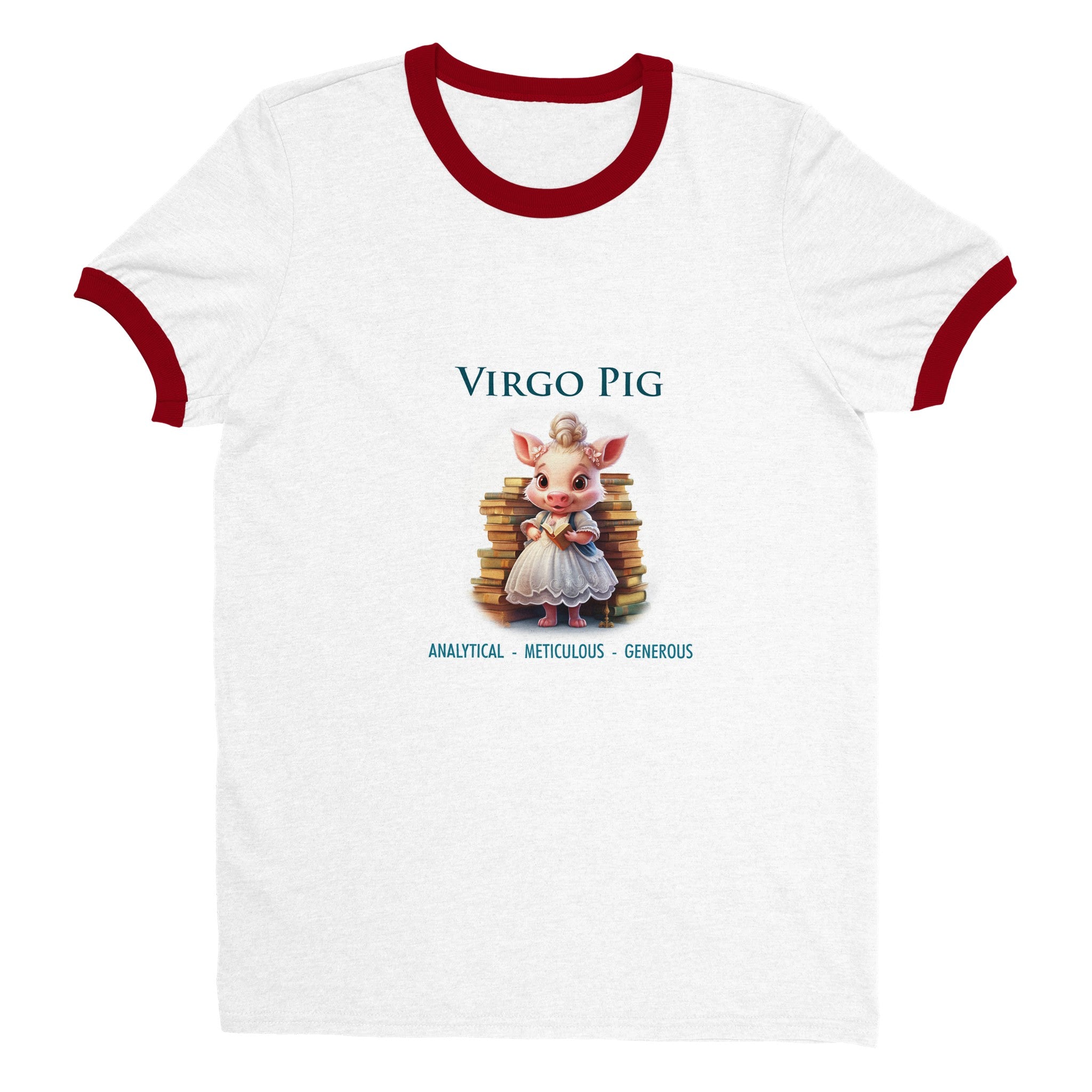 Virgo Pig (F) Unisex Ringer T-shirt
