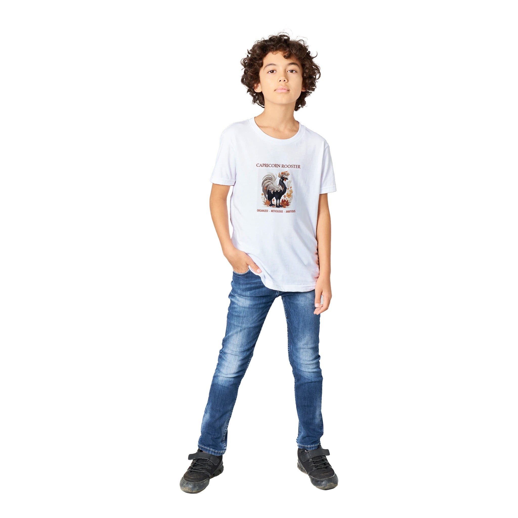 Capricorn Rooster (F) Premium Kids Crewneck T-shirt