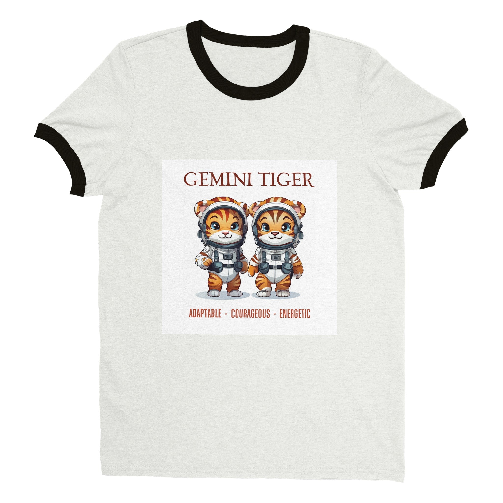 Gemini Tiger (Kids) Unisex Ringer T-shirt