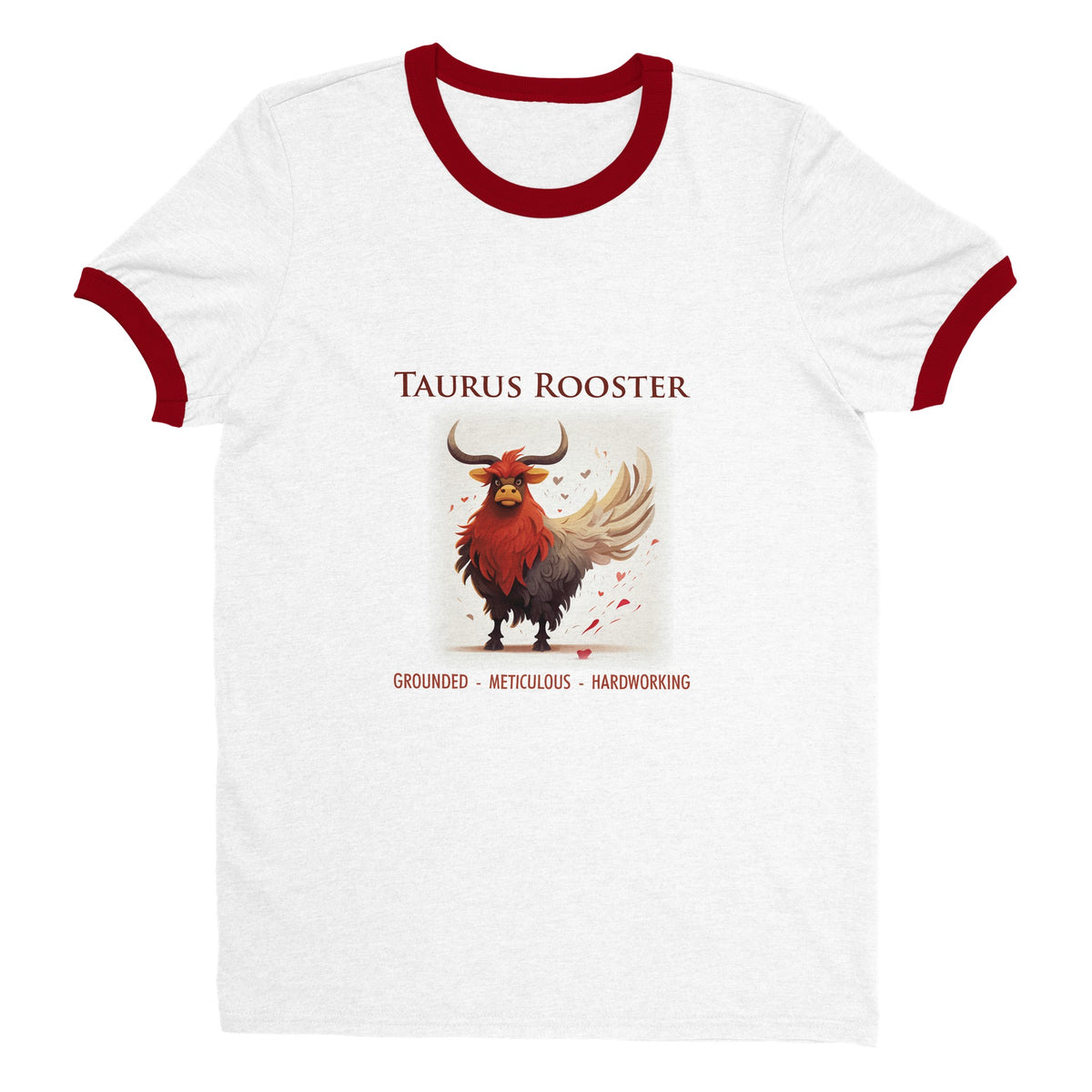 Taurus Rooster i Unisex Ringer T-shirt – Zodiac Gear