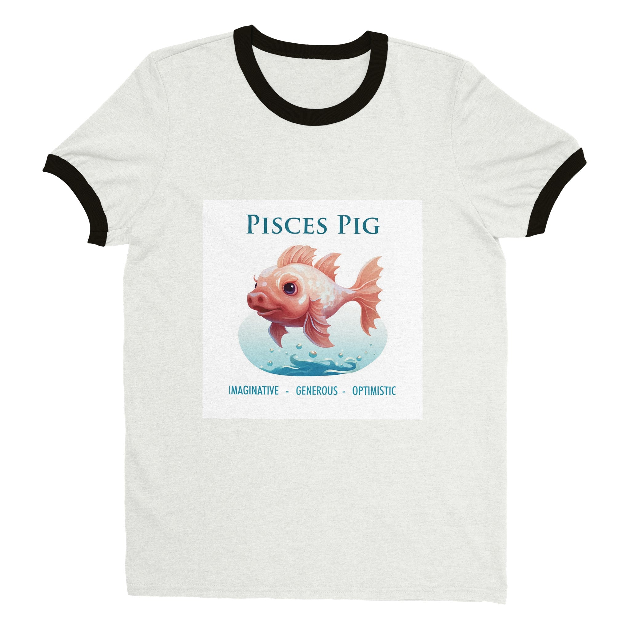 Pisces Pig Unisex Ringer T-shirt
