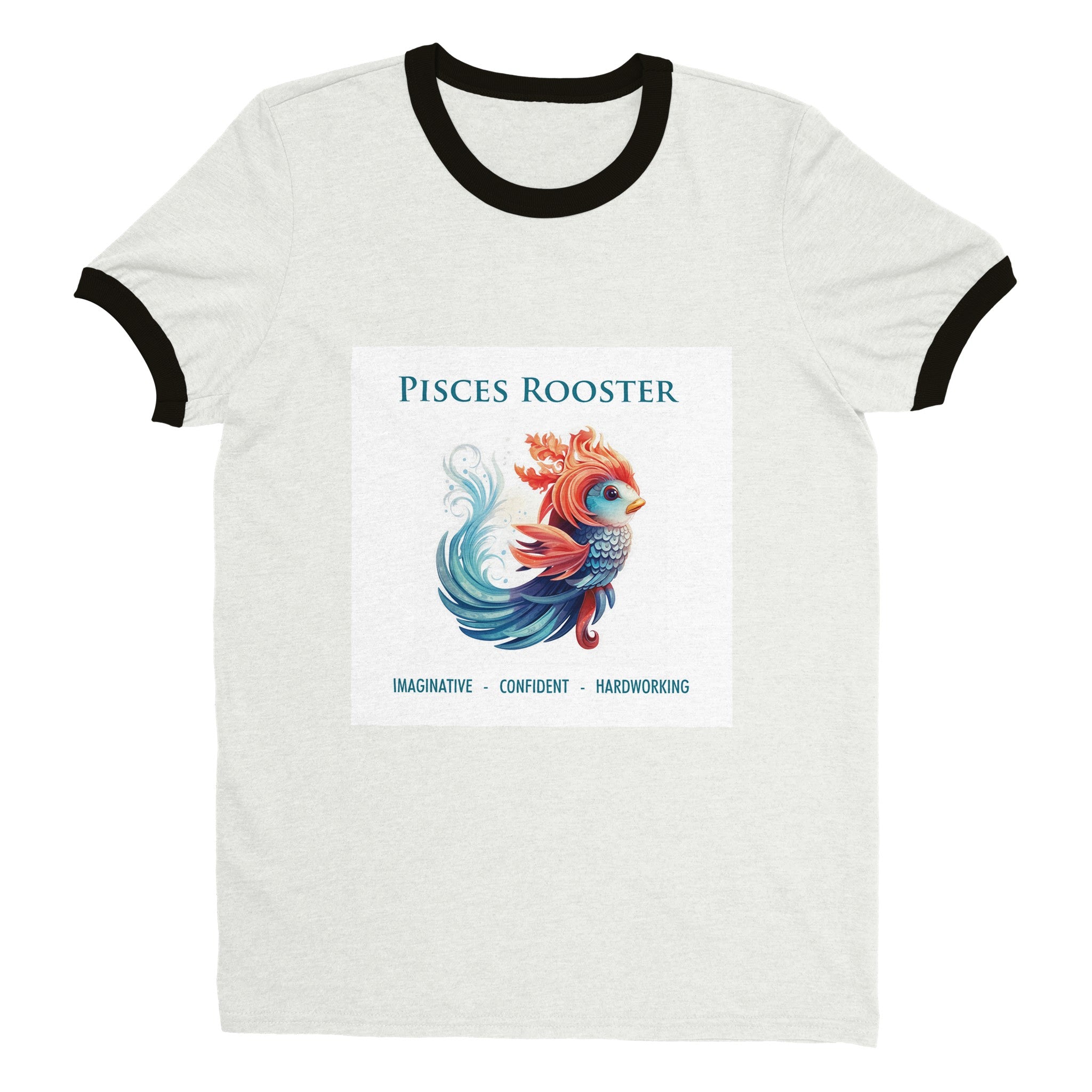 Pisces Rooster Unisex Ringer T-shirt