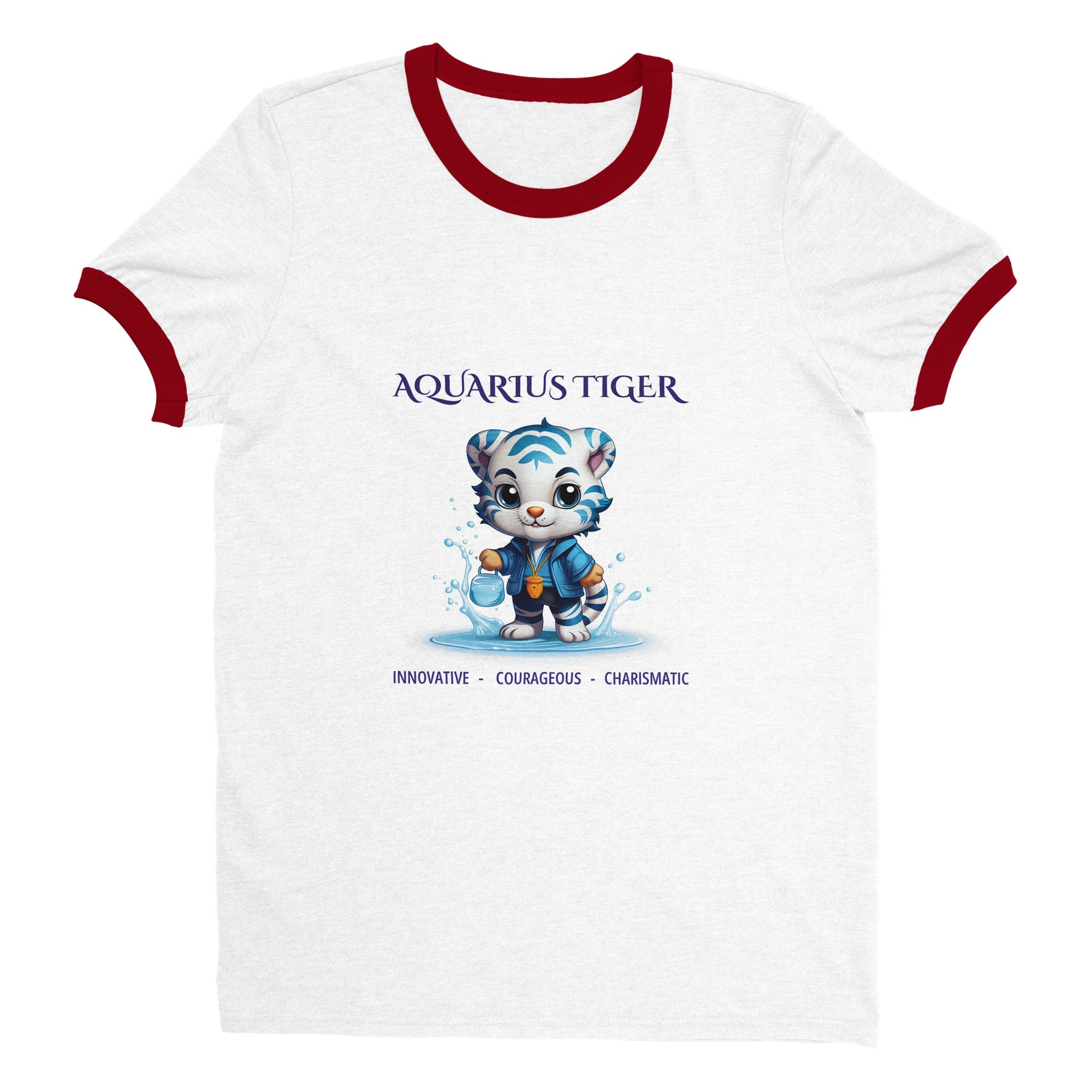 Aquarius Tiger Kids Unisex Ringer T-shirt
