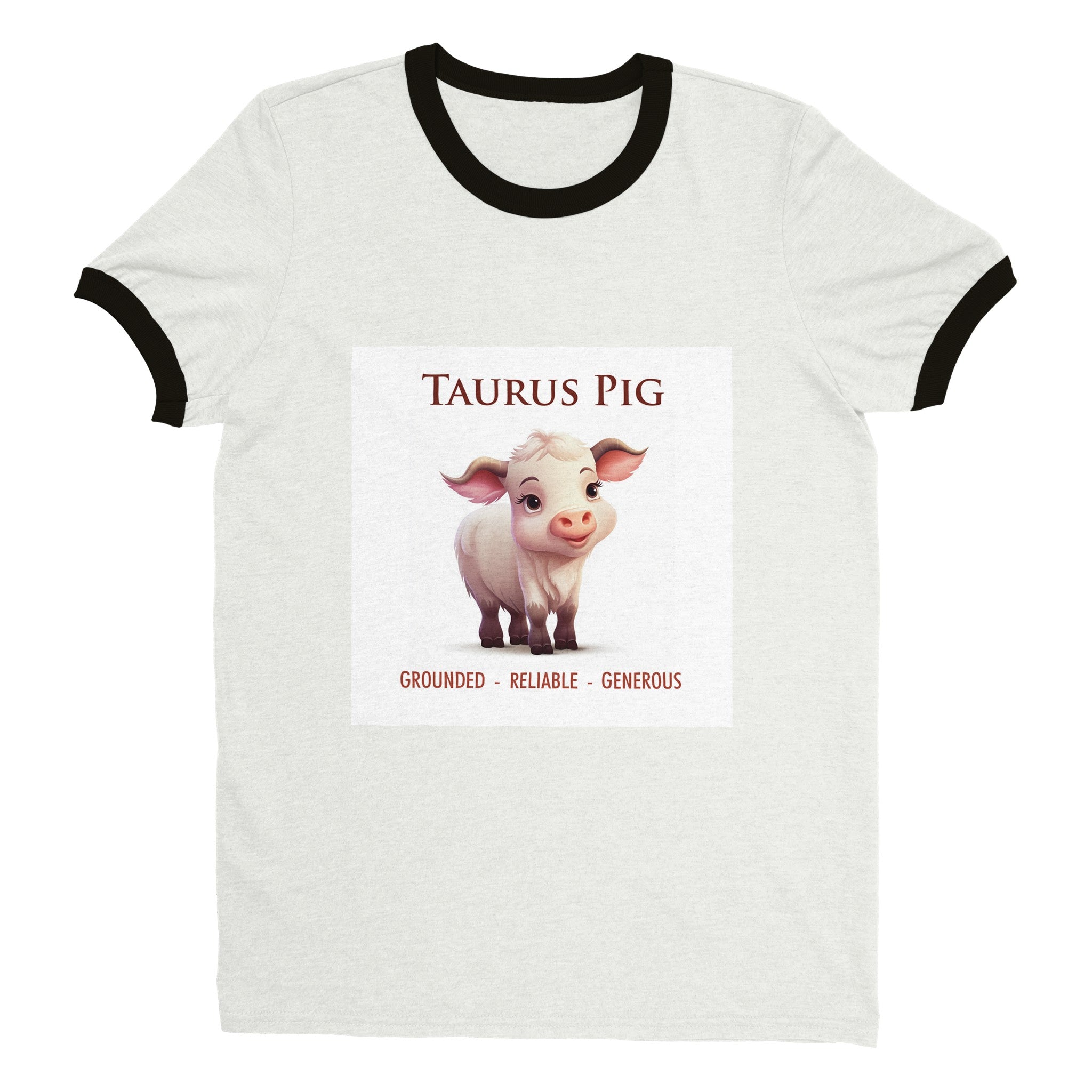 Taurus Pig (F) Unisex Ringer T-shirt