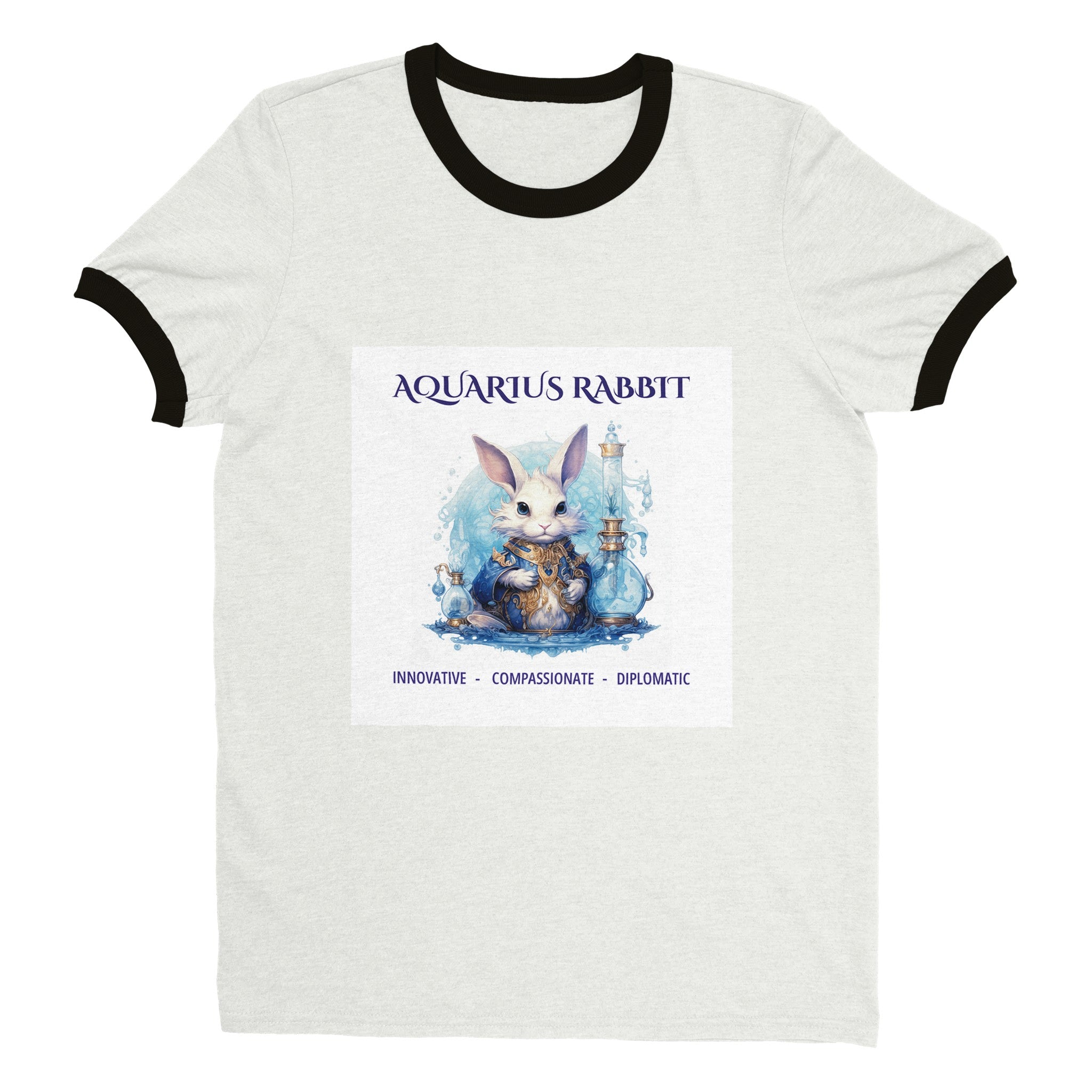 Aquarius Rabbit (2) Unisex Ringer T-shirt