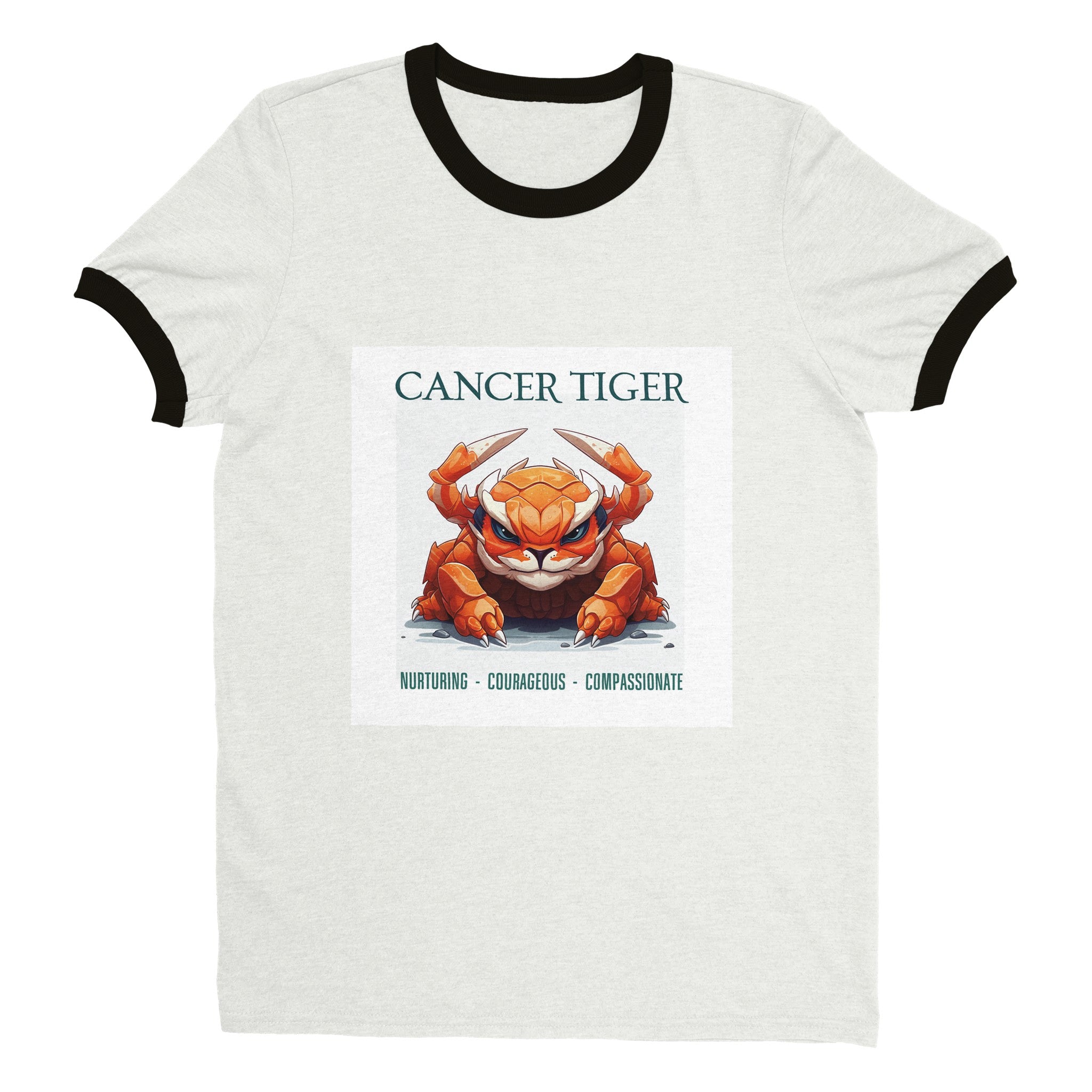 Cancer Tiger i Unisex Ringer T-shirt