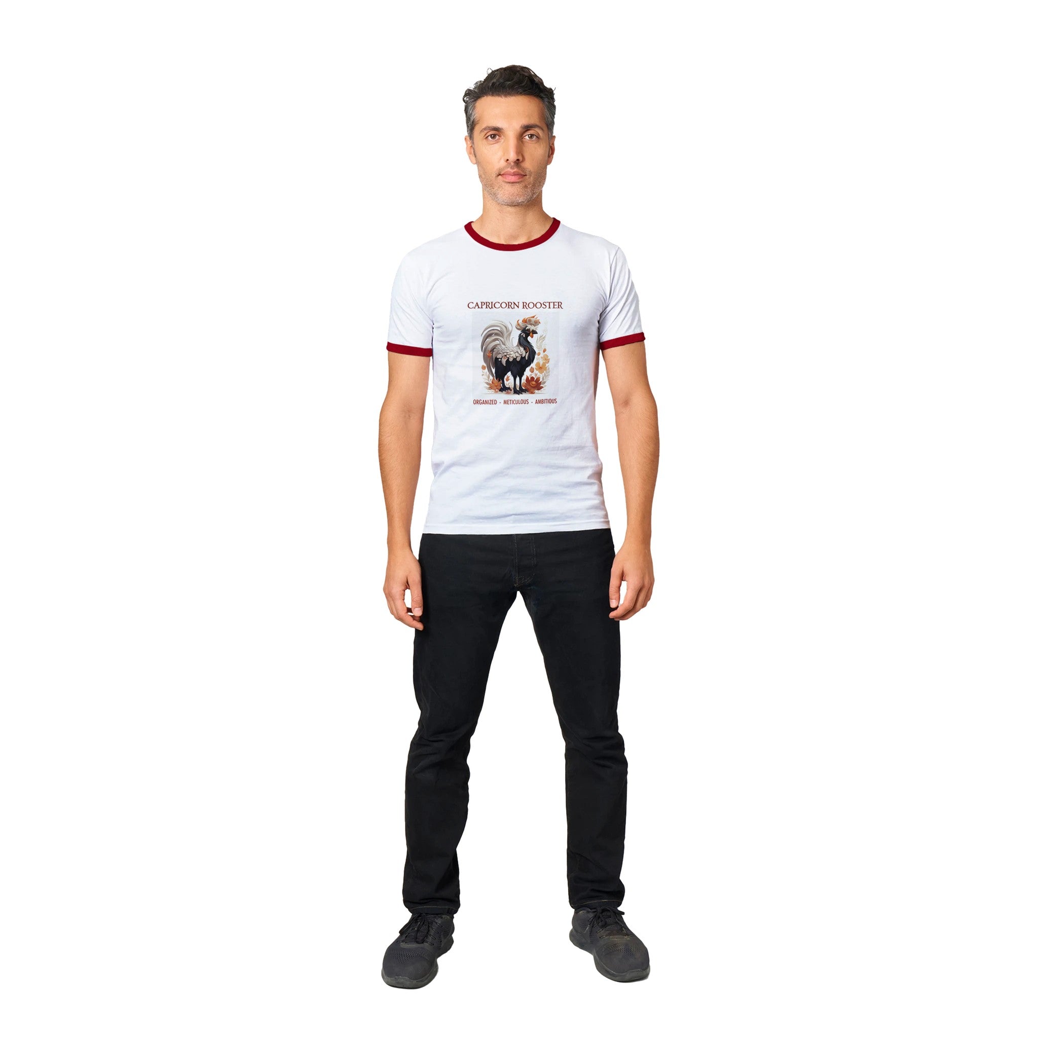 Capricorn Rooster (F) Unisex Ringer T-shirt