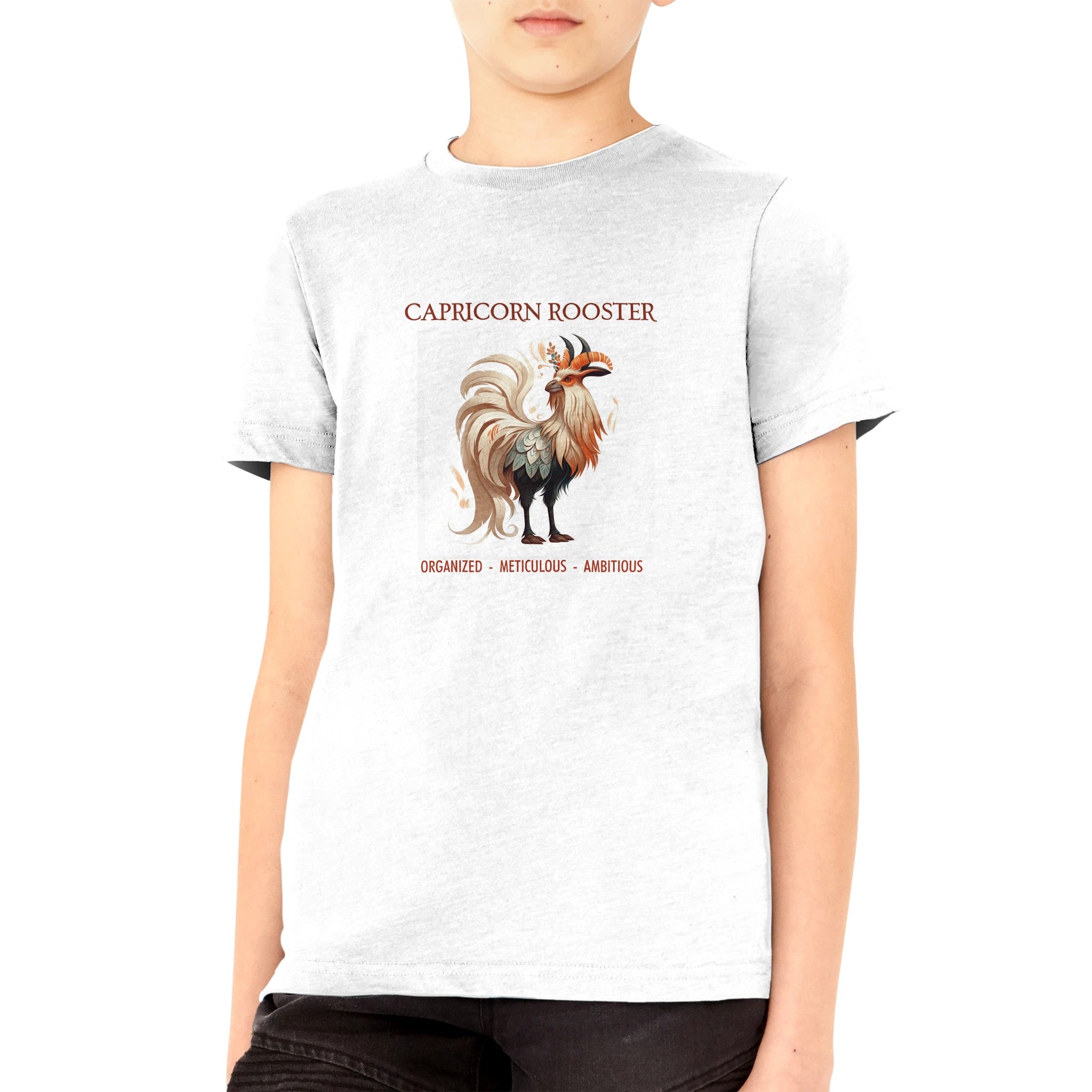 Capricorn Rooster (M) Premium Kids Crewneck T-shirt