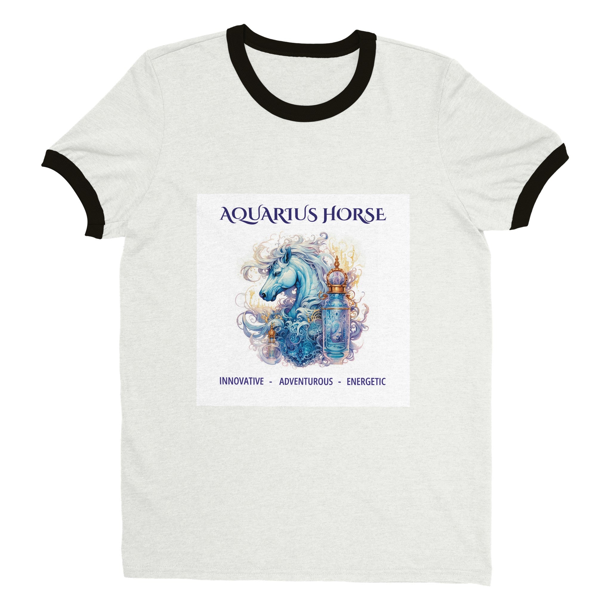 Aquarius Horse (M) Unisex Ringer T-shirt