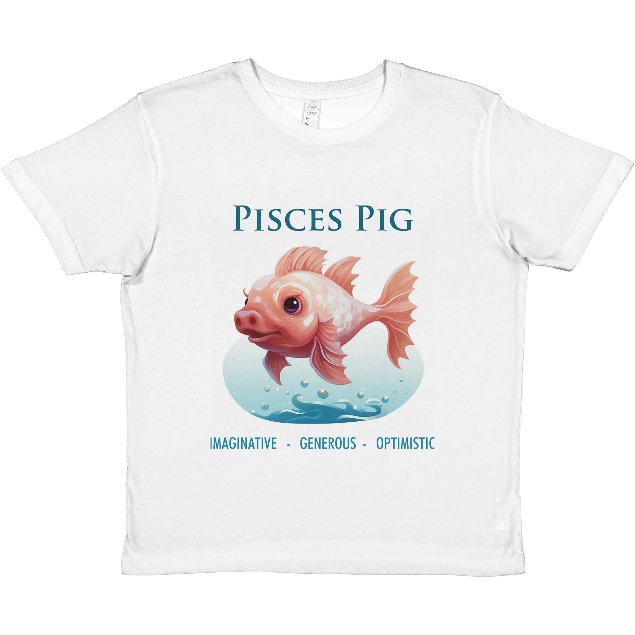 Pisces Pig (M) Premium Kids Crewneck T-shirt