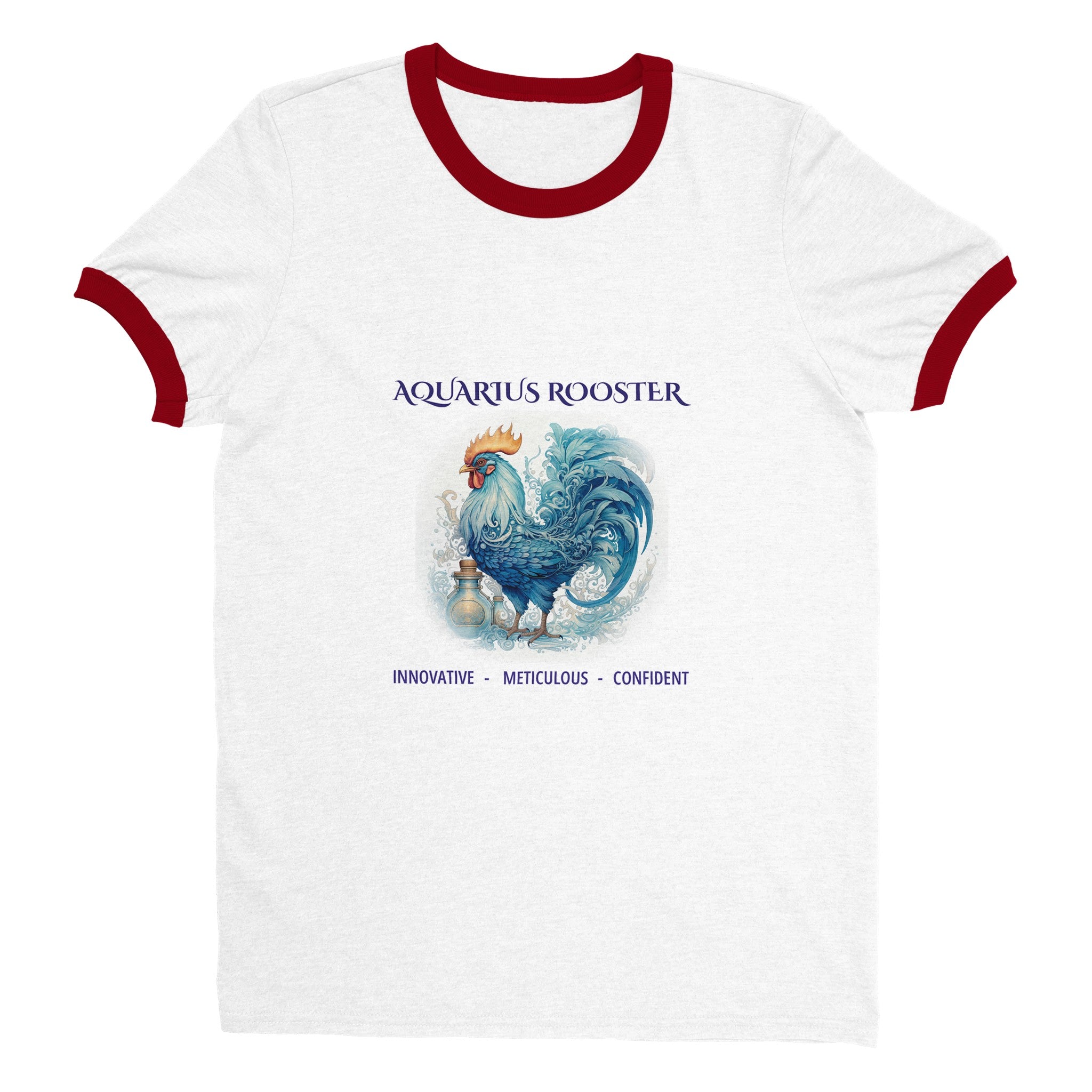 Aquarius Rooster (2) Unisex Ringer T-shirt