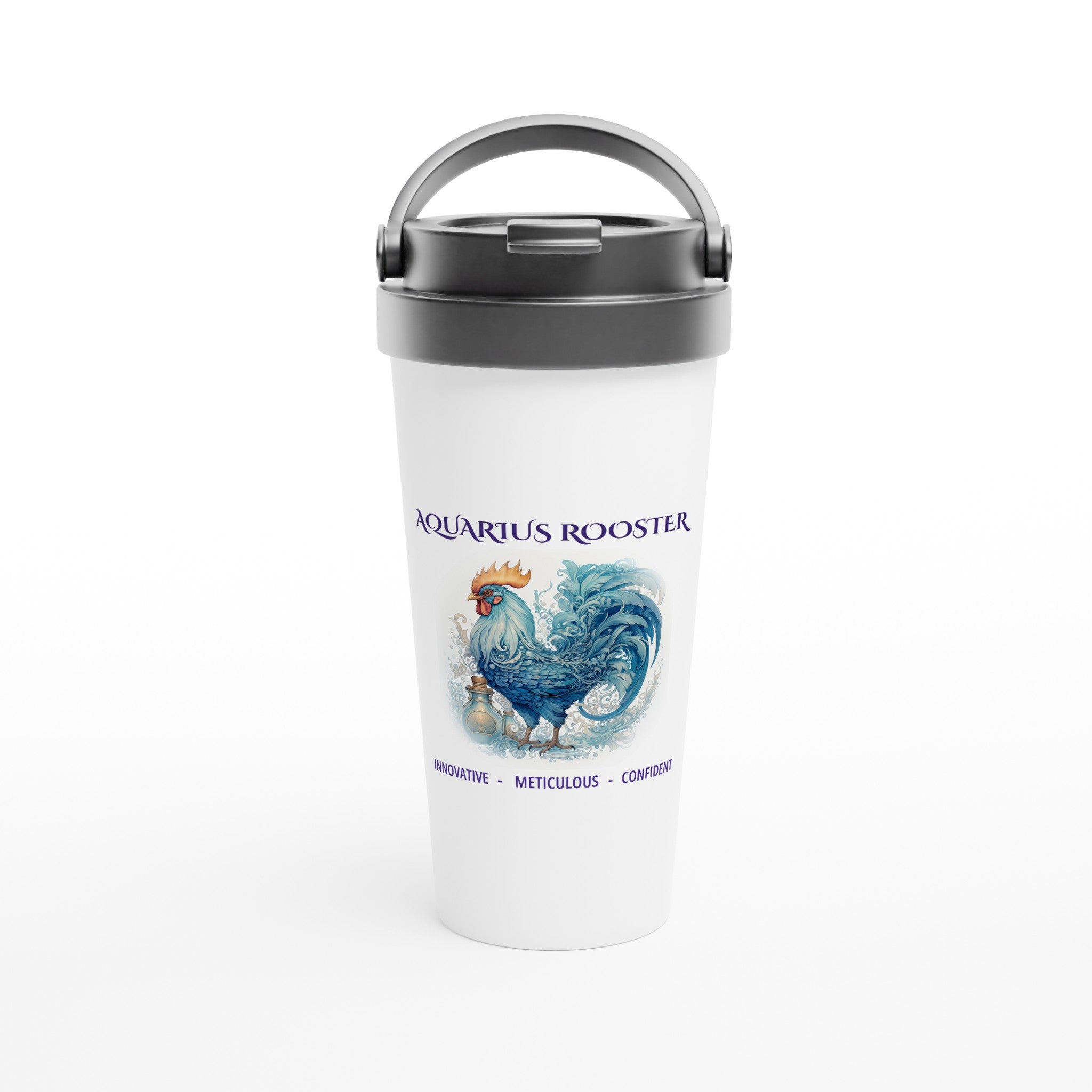 Aquarius Rooster (2) Stainless Steel Travel Mug