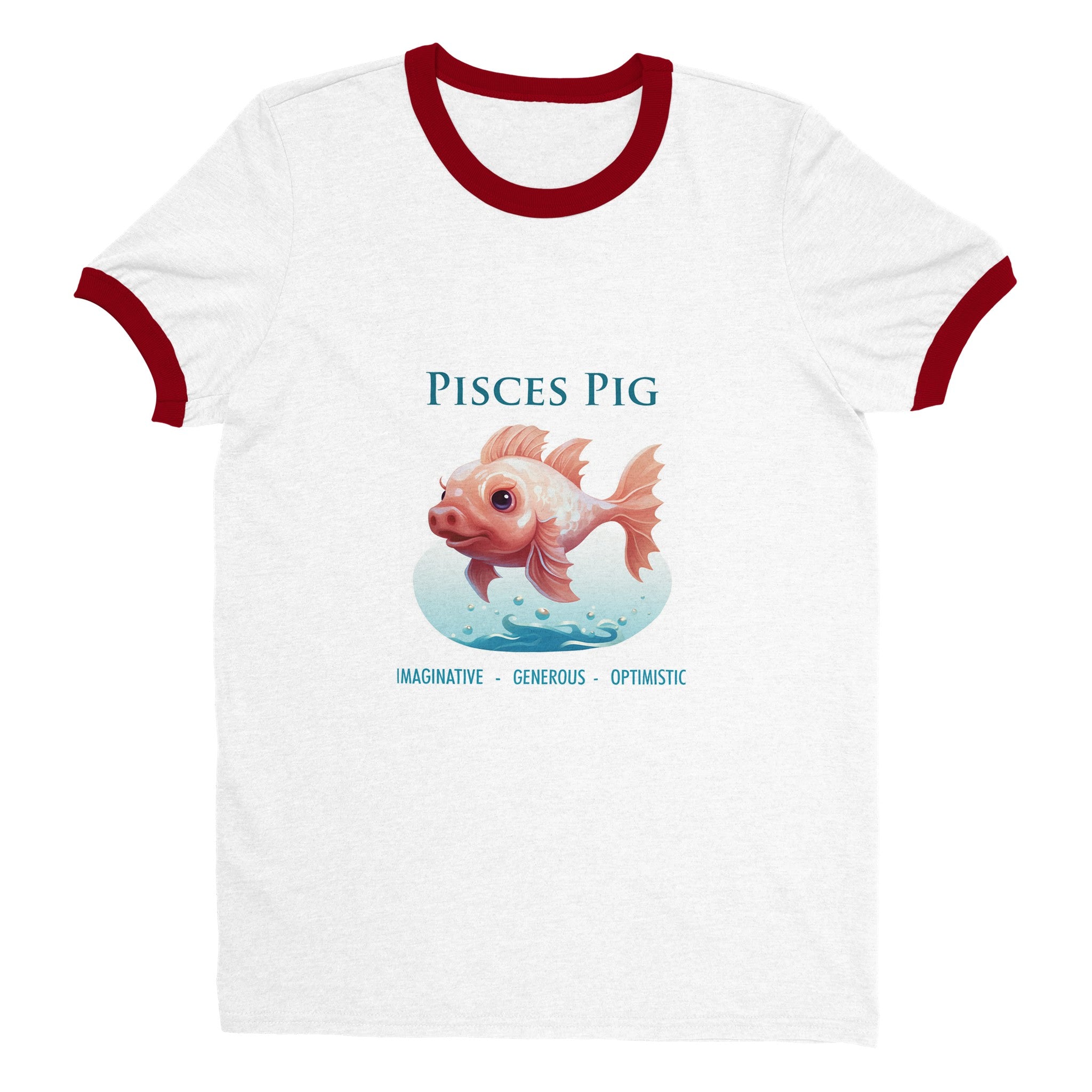 Pisces Pig Unisex Ringer T-shirt