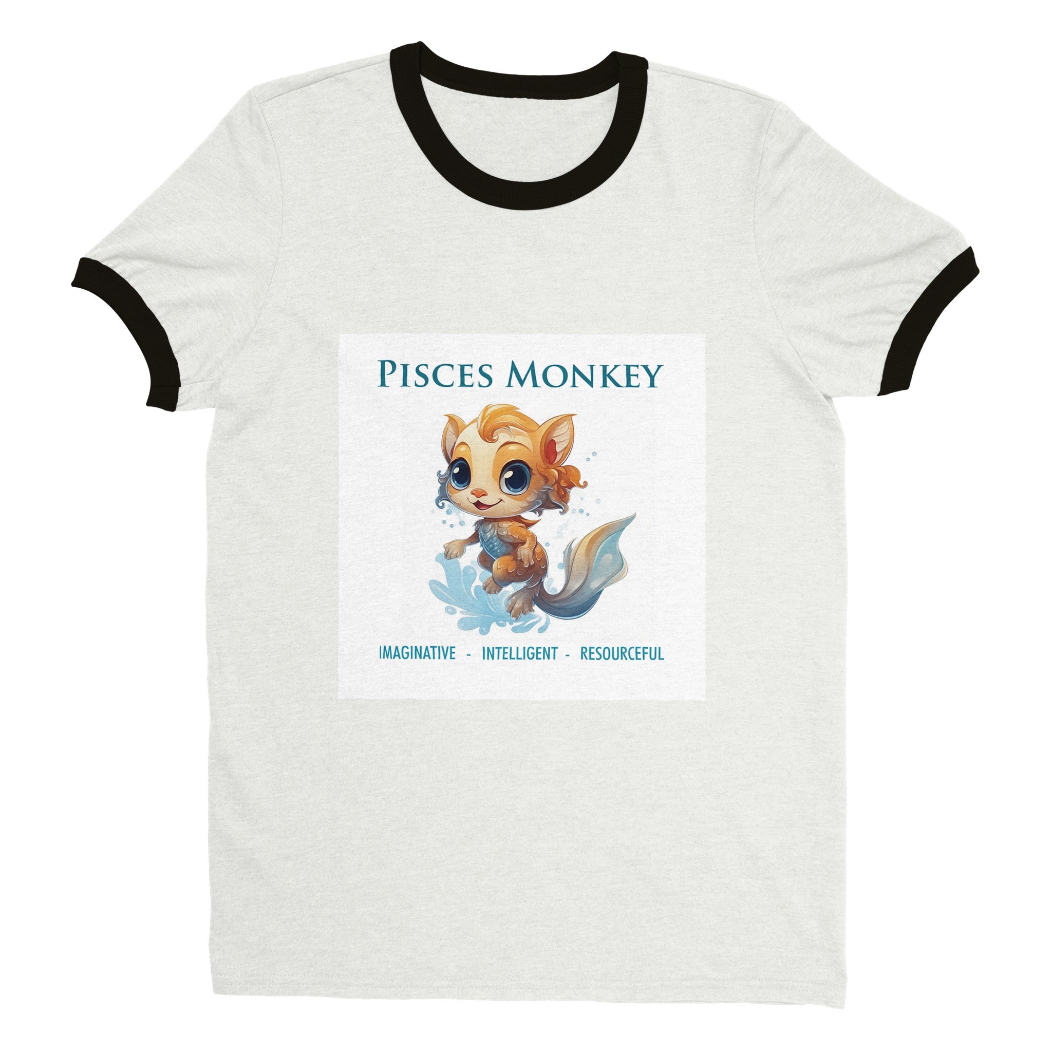 Pisces Monkey (F) Unisex Ringer T-shirt