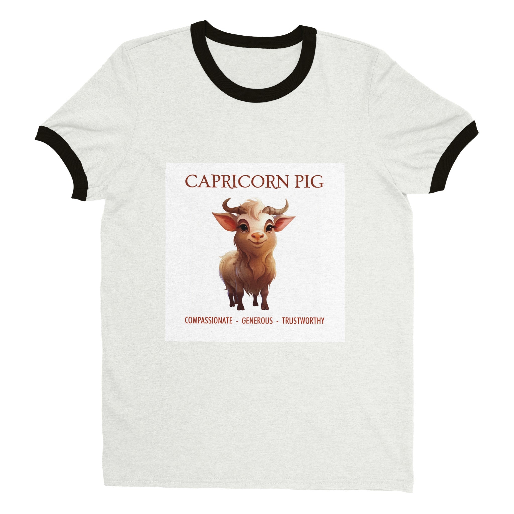 Capricorn Pig Unisex Ringer T-shirt
