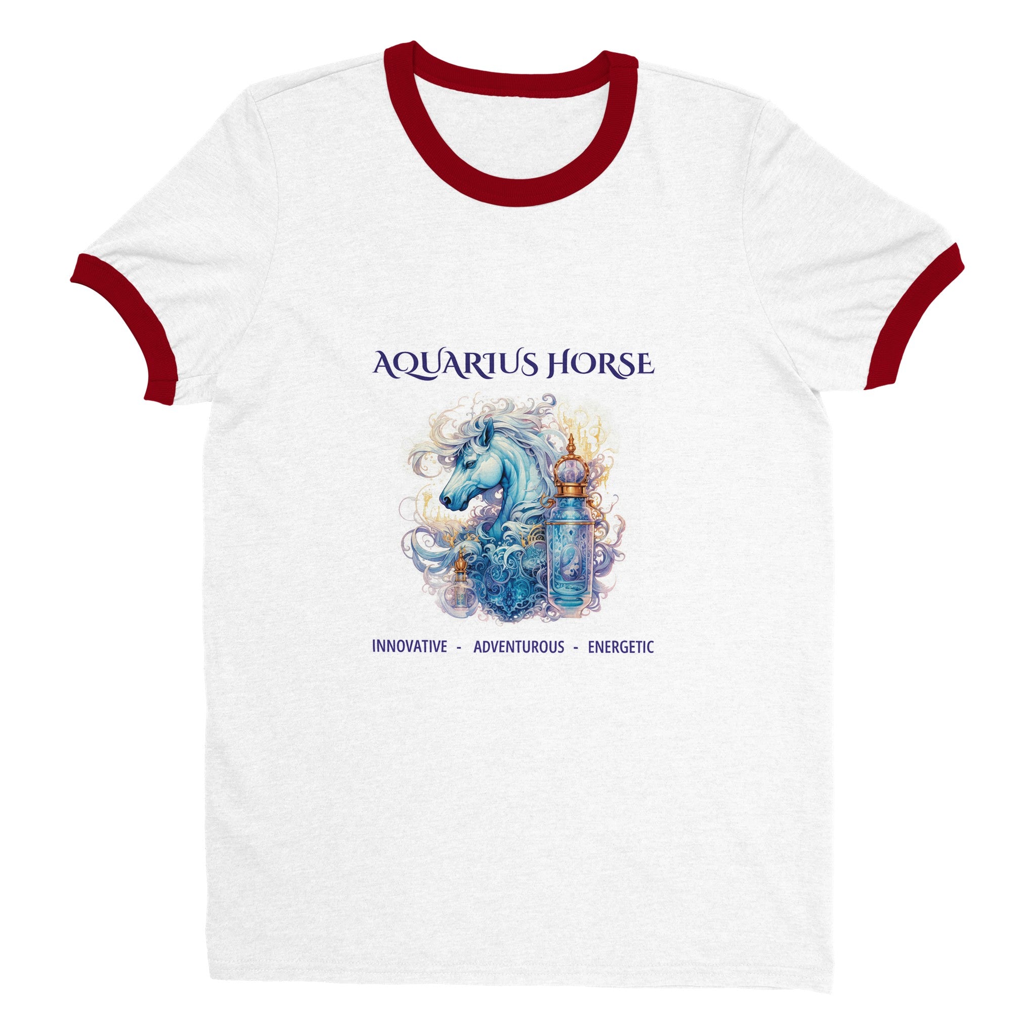 Aquarius Horse (M) Unisex Ringer T-shirt