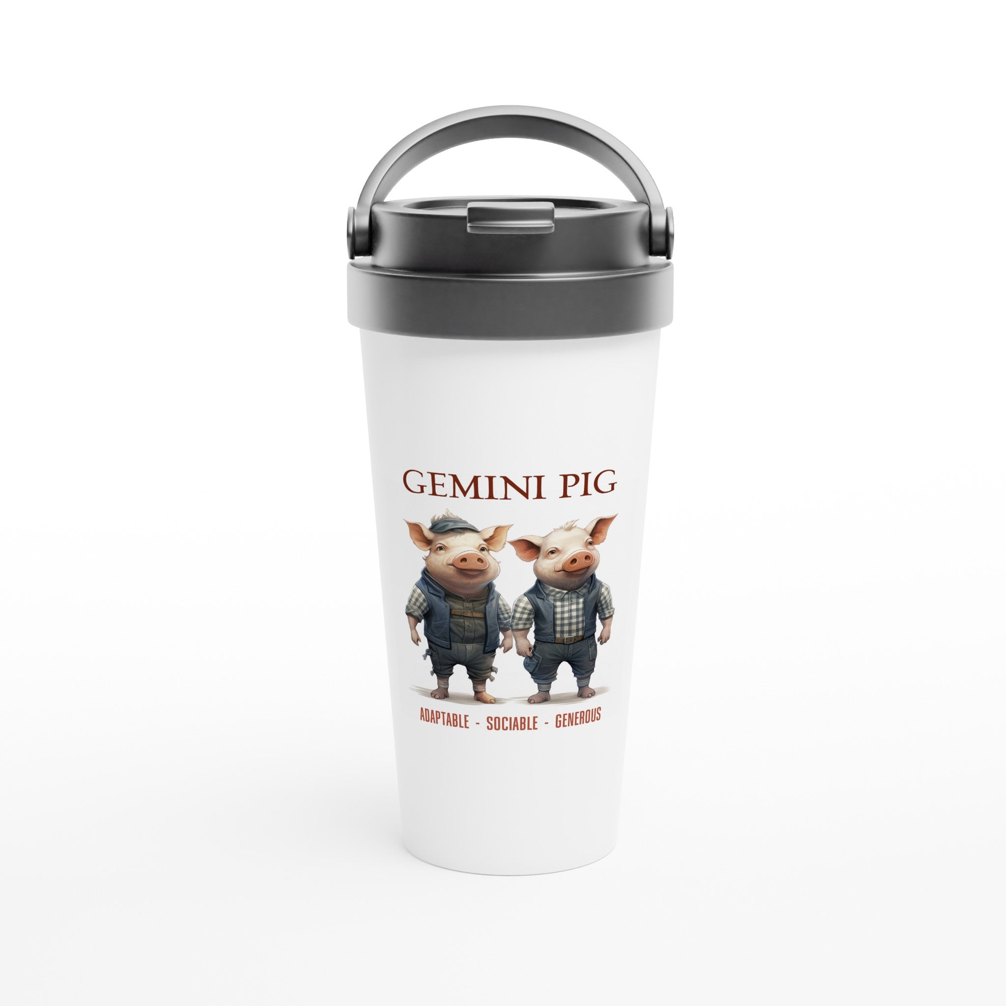 Gemini Pig (M) Stainless Steel Travel Mug