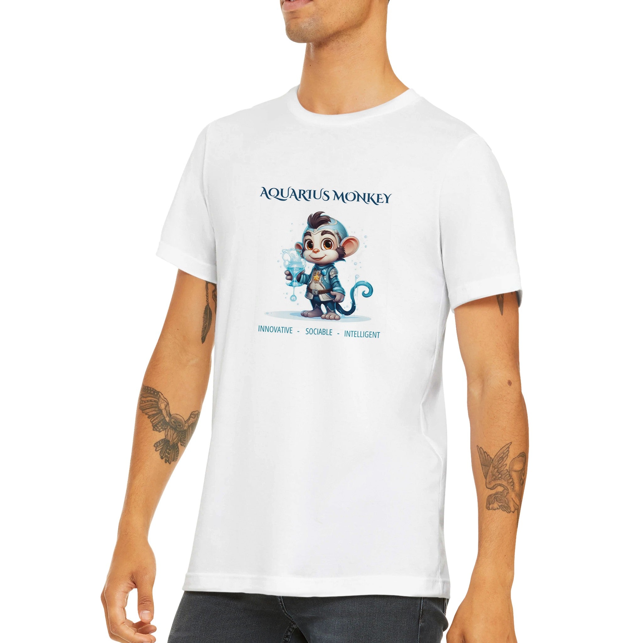 Aquarius Monkey Premium Unisex Crewneck T-shirt