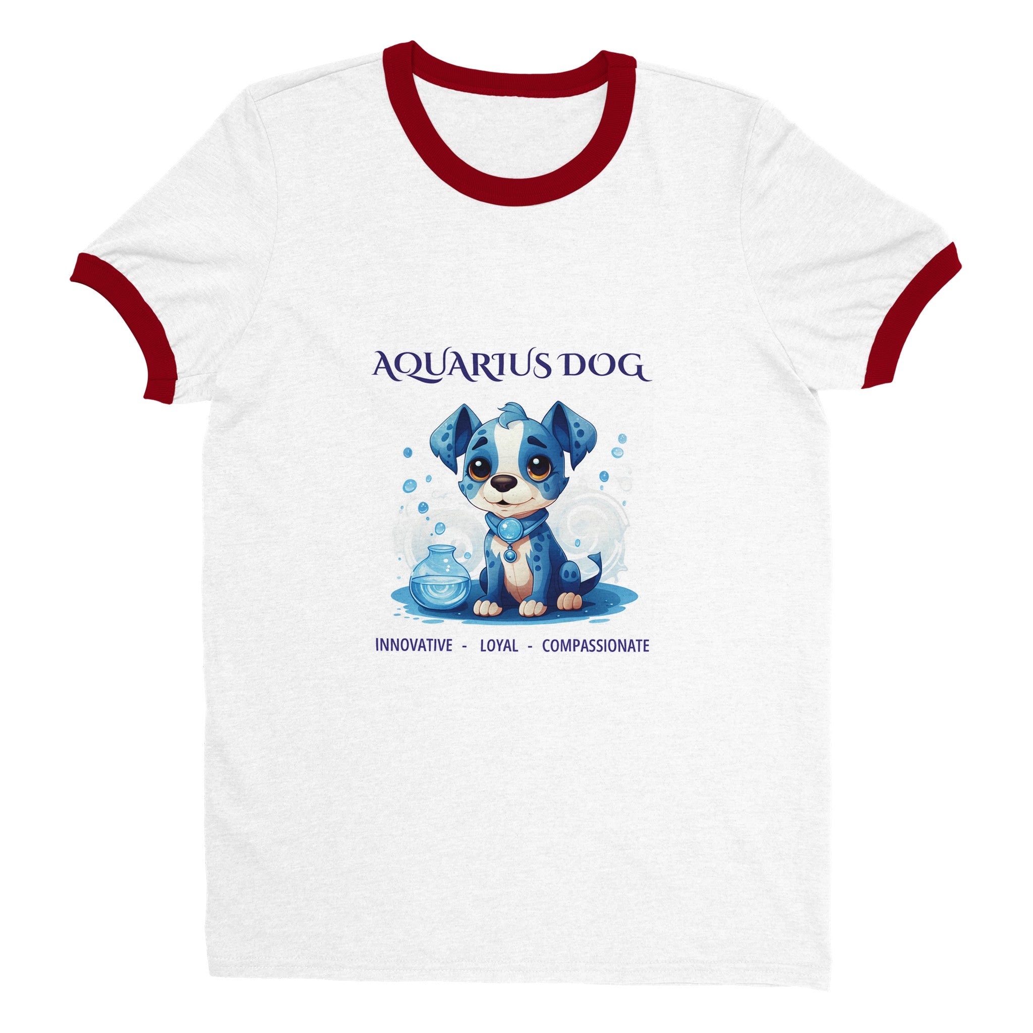 Aquarius Dog (Kids) Unisex Ringer T-shirt