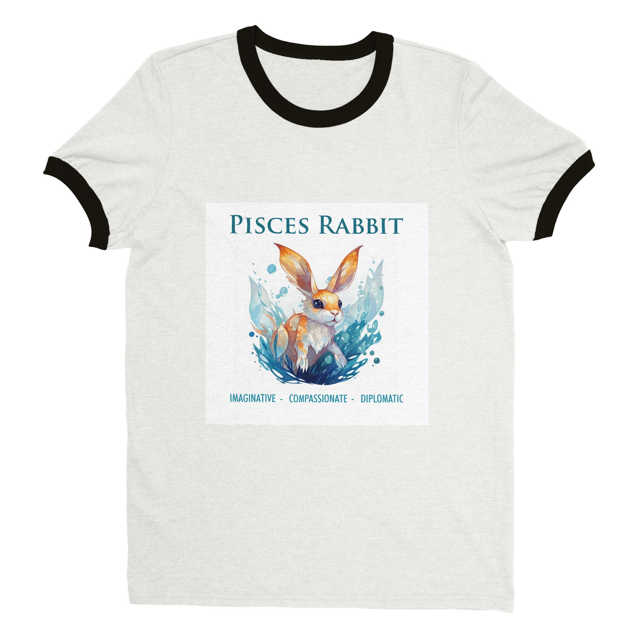 Pisces Rabbit (M) Unisex Ringer T-shirt