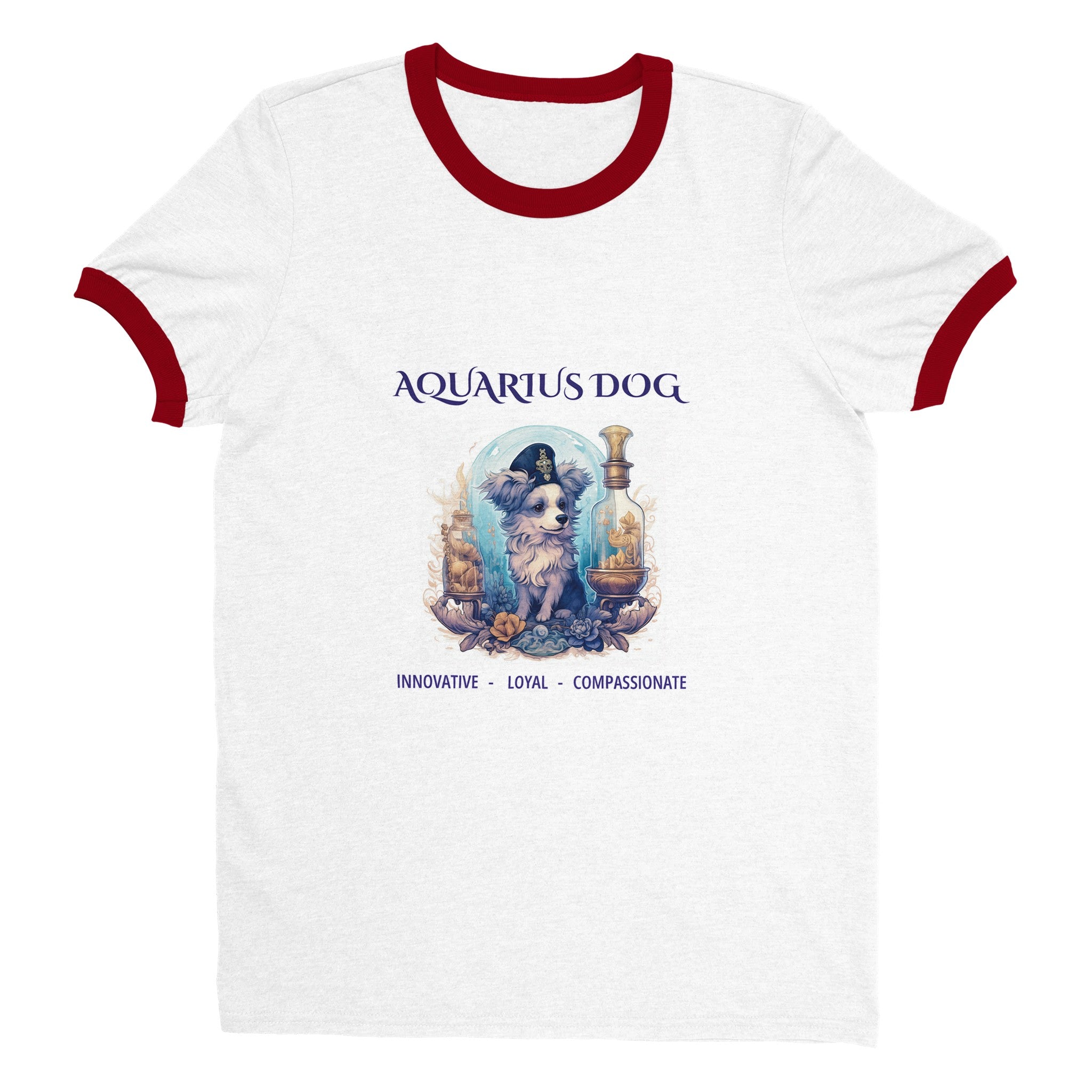 Aquarius Dog Unisex Ringer T-shirt