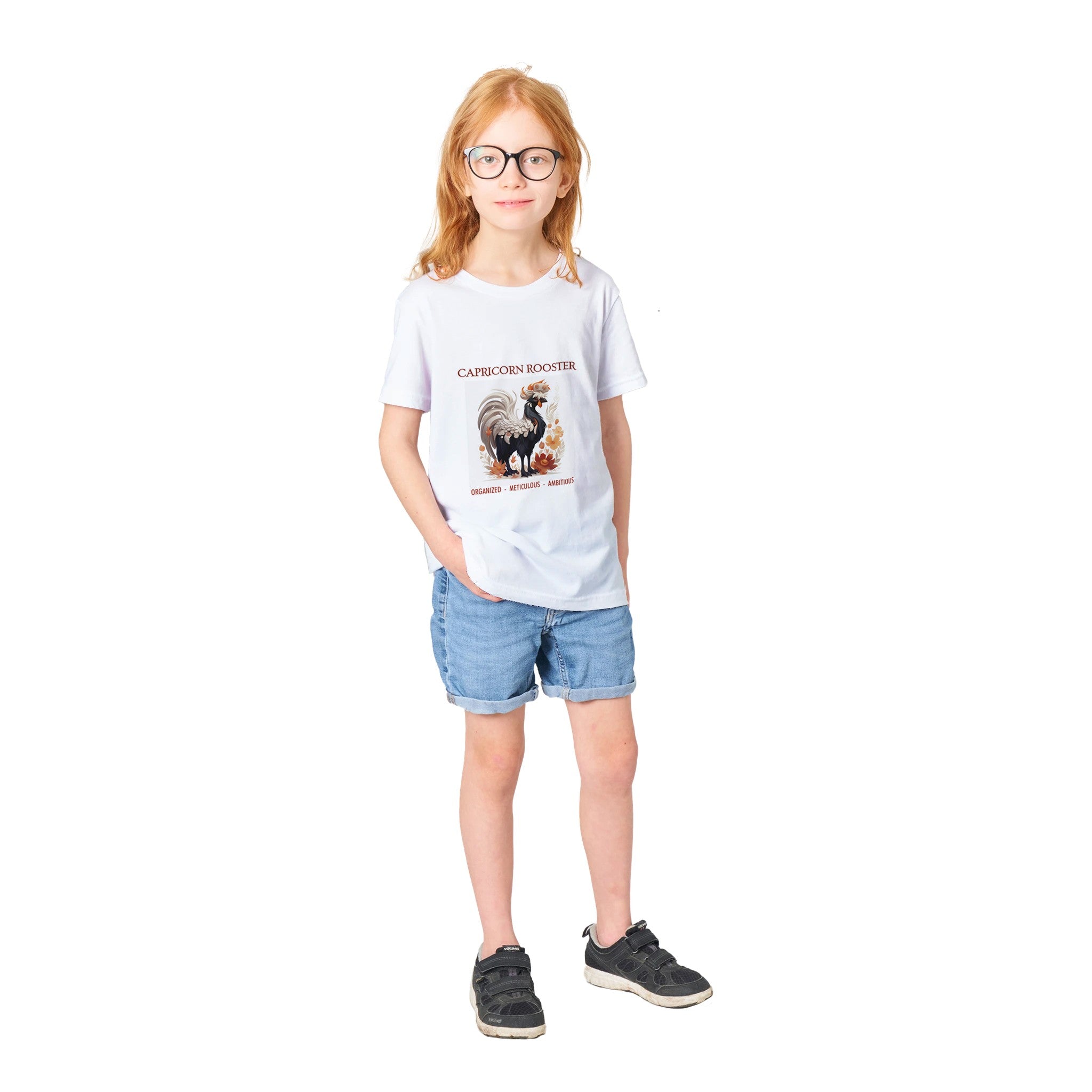 Capricorn Rooster (F) Premium Kids Crewneck T-shirt