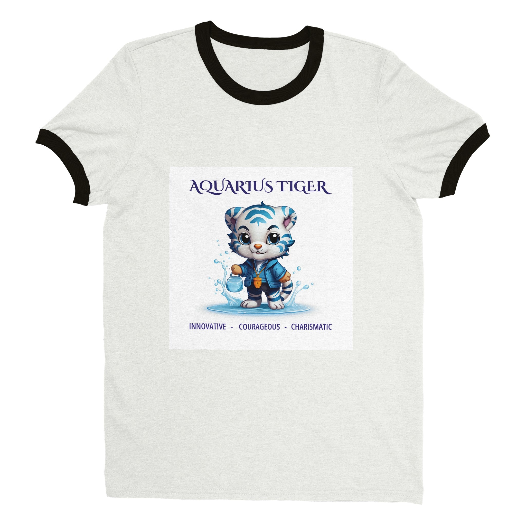 Aquarius Tiger Kids Unisex Ringer T-shirt