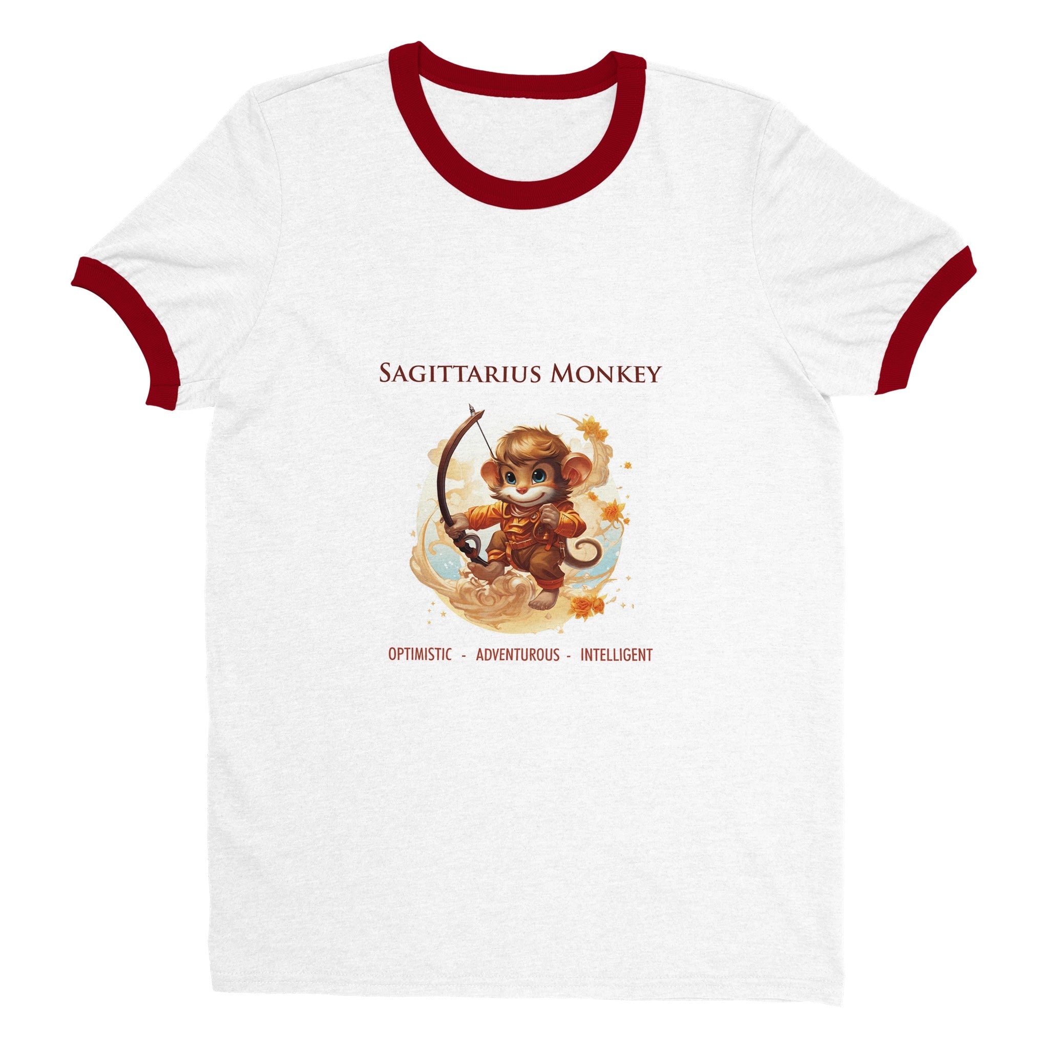 Sagittarius Monkey Unisex Ringer T-shirt