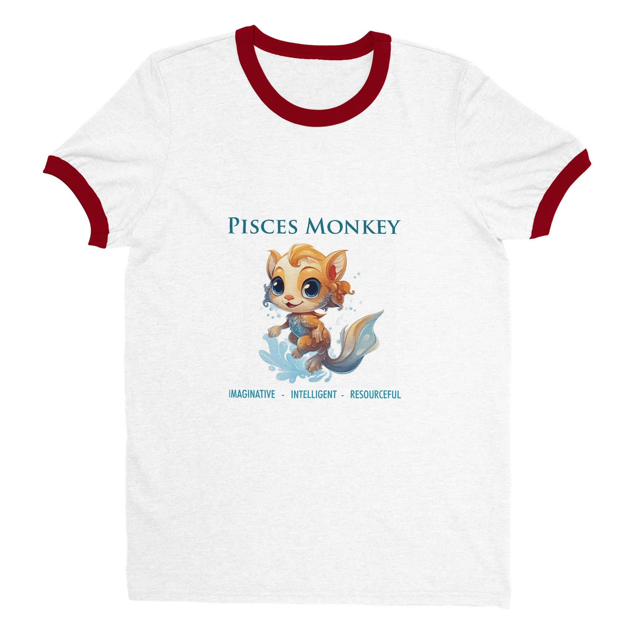 Pisces Monkey (F) Unisex Ringer T-shirt