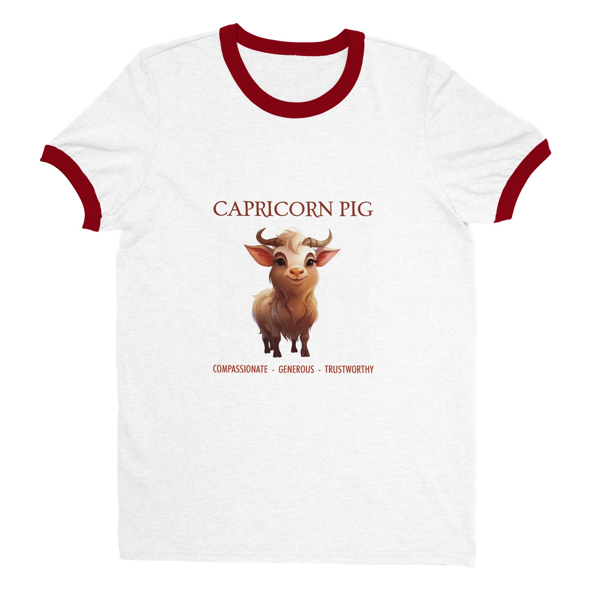 Capricorn Pig Unisex Ringer T-shirt