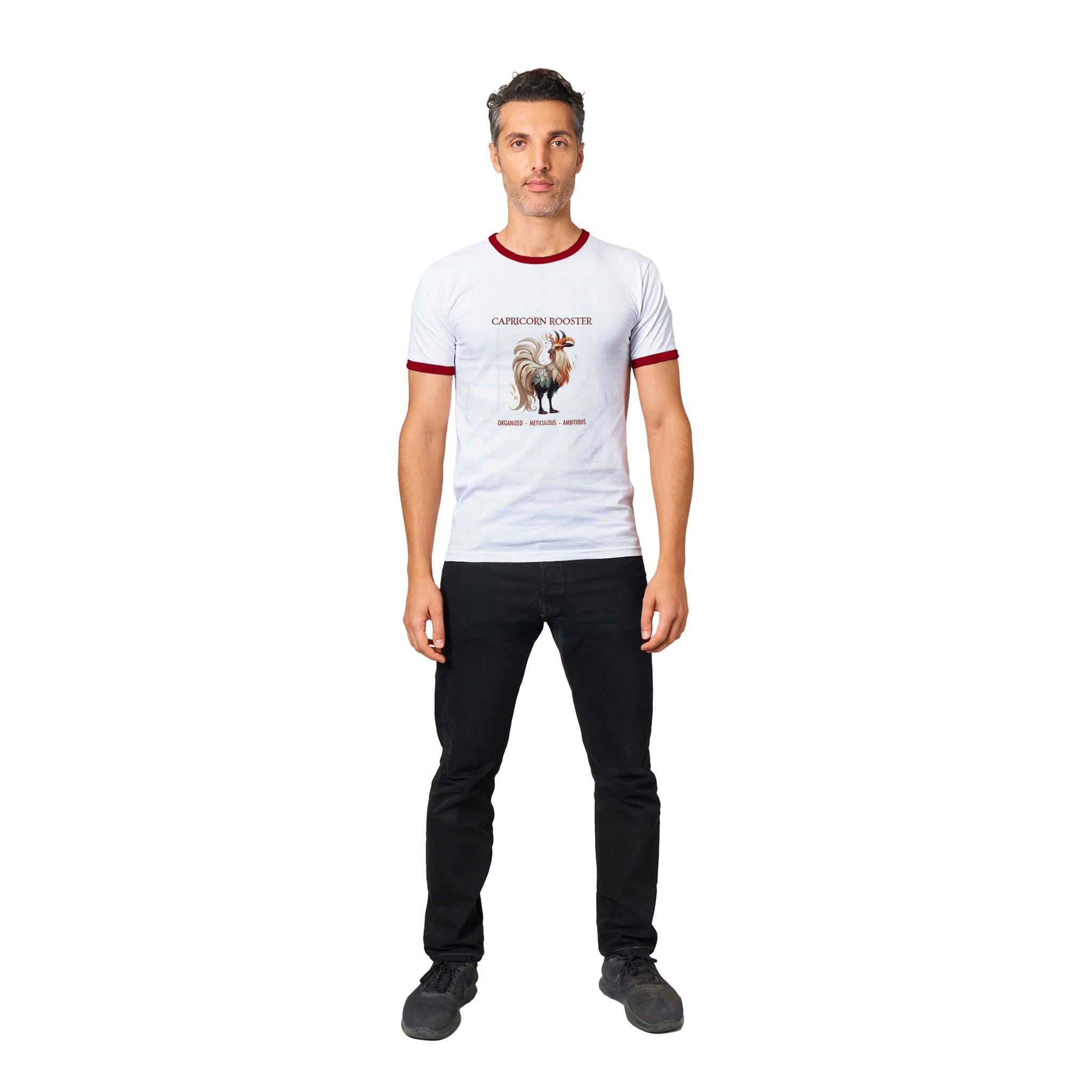 Capricorn Rooster (M) Unisex Ringer T-shirt