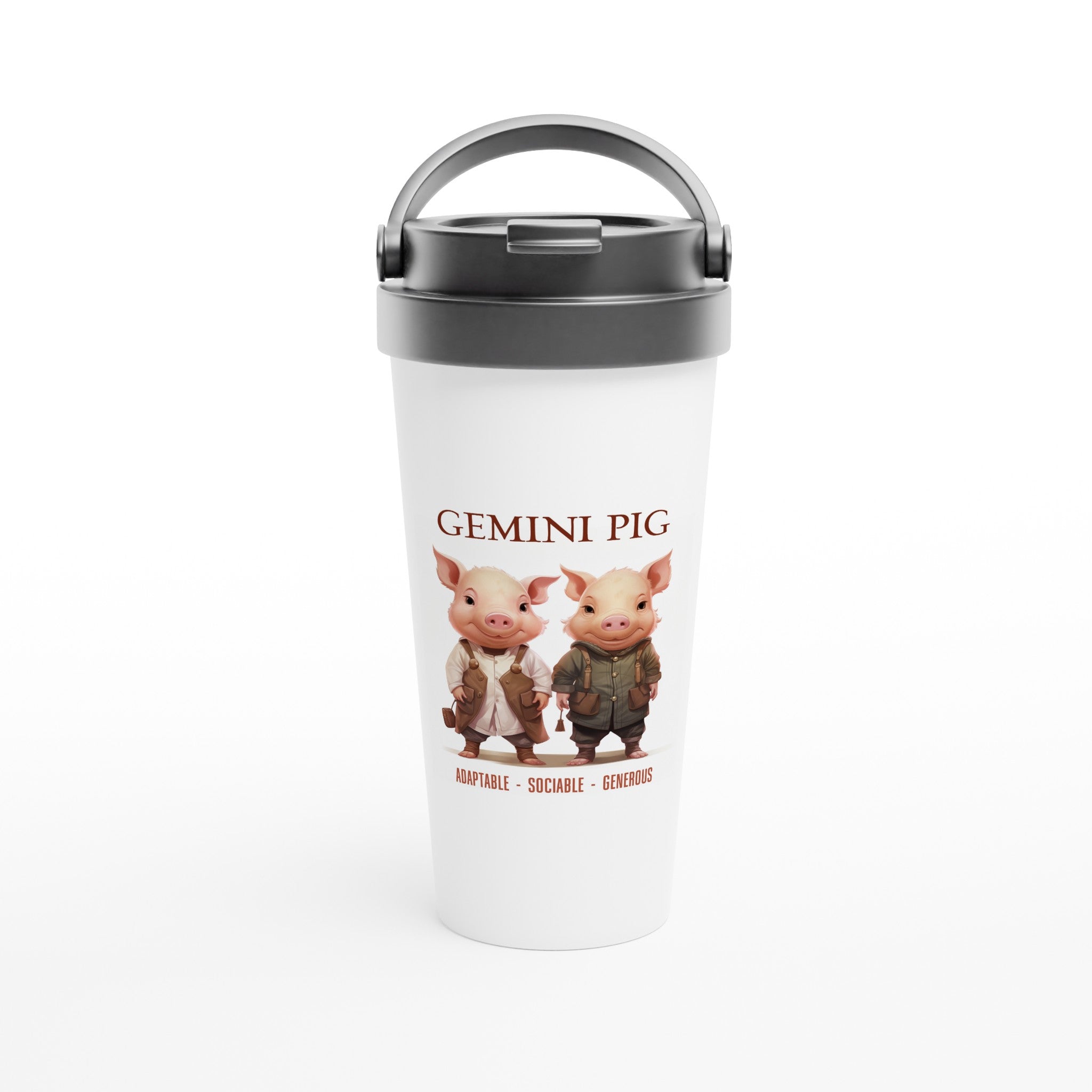 Gemini Pig (F) Stainless Steel Travel Mug