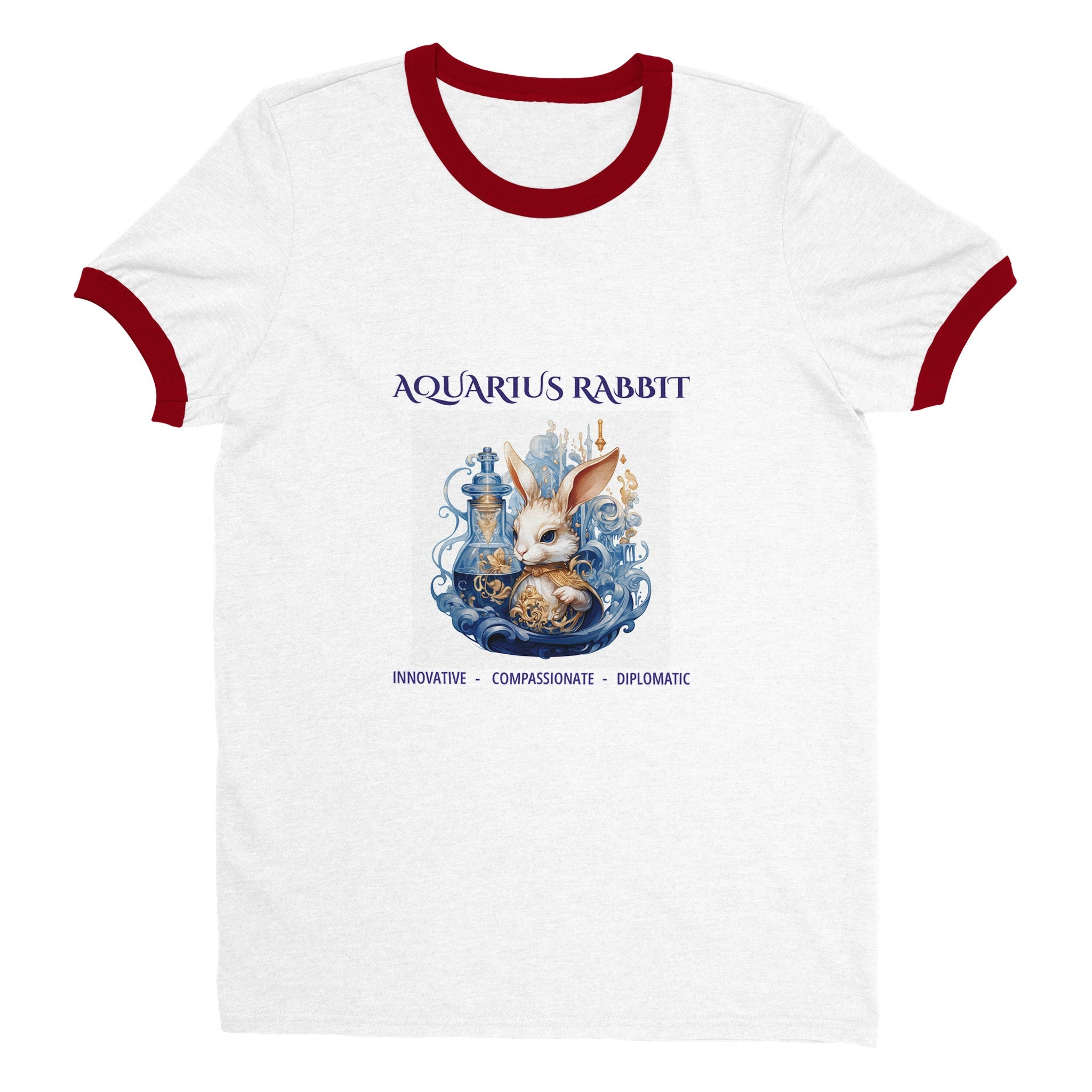 Aquarius Rabbit Unisex Ringer T-shirt